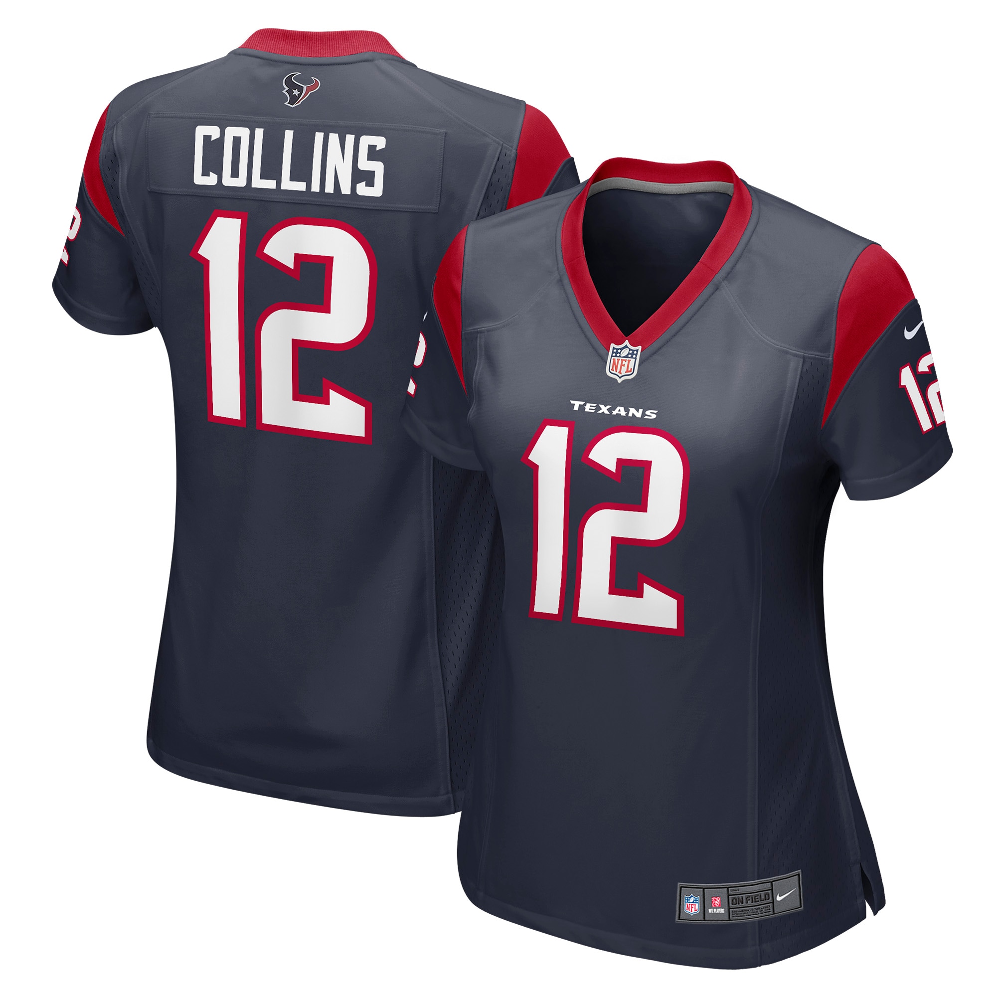 Women's Houston Texans Nico Collins Navy Game Jersey JS3542 nicesnker