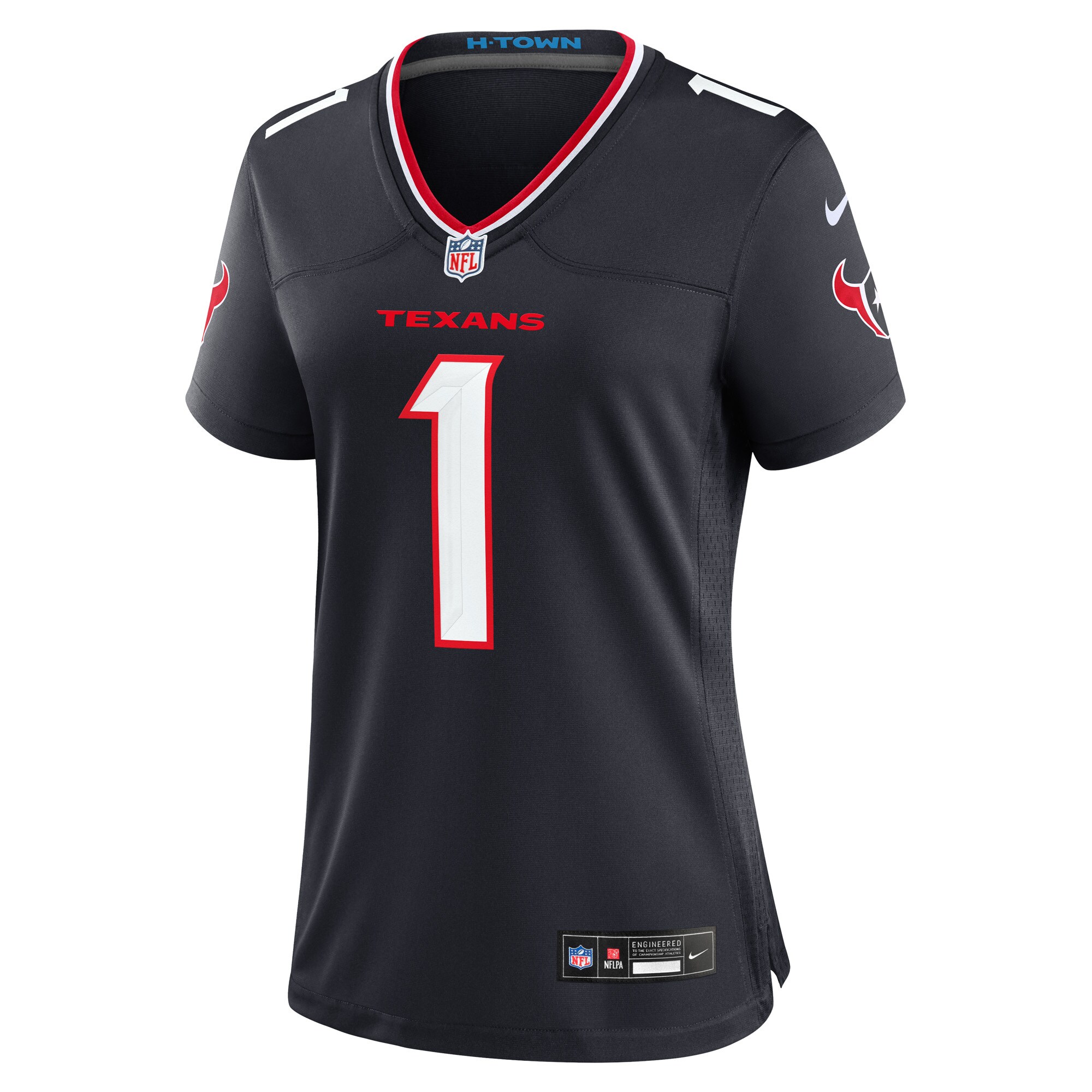 Alternative view of Women's Houston Texans Number 1 Bride Navy Game Jersey JS8204 nicesnker
