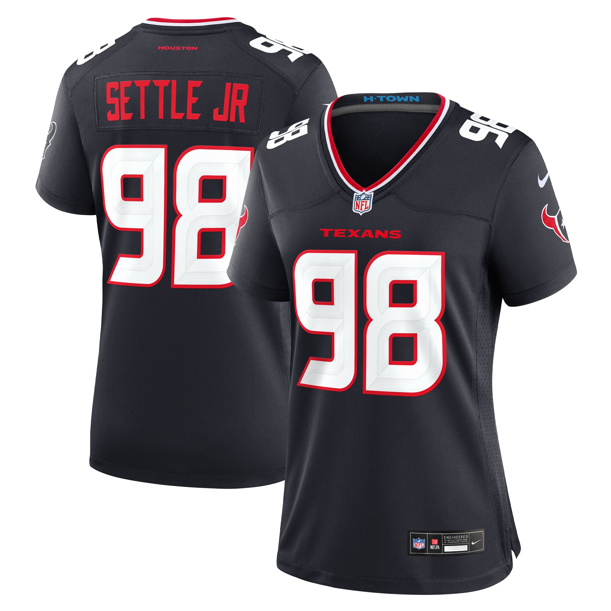 Women's Houston Texans Tim Settle Jr. Navy Team Game Jersey JS1457 nicesnker