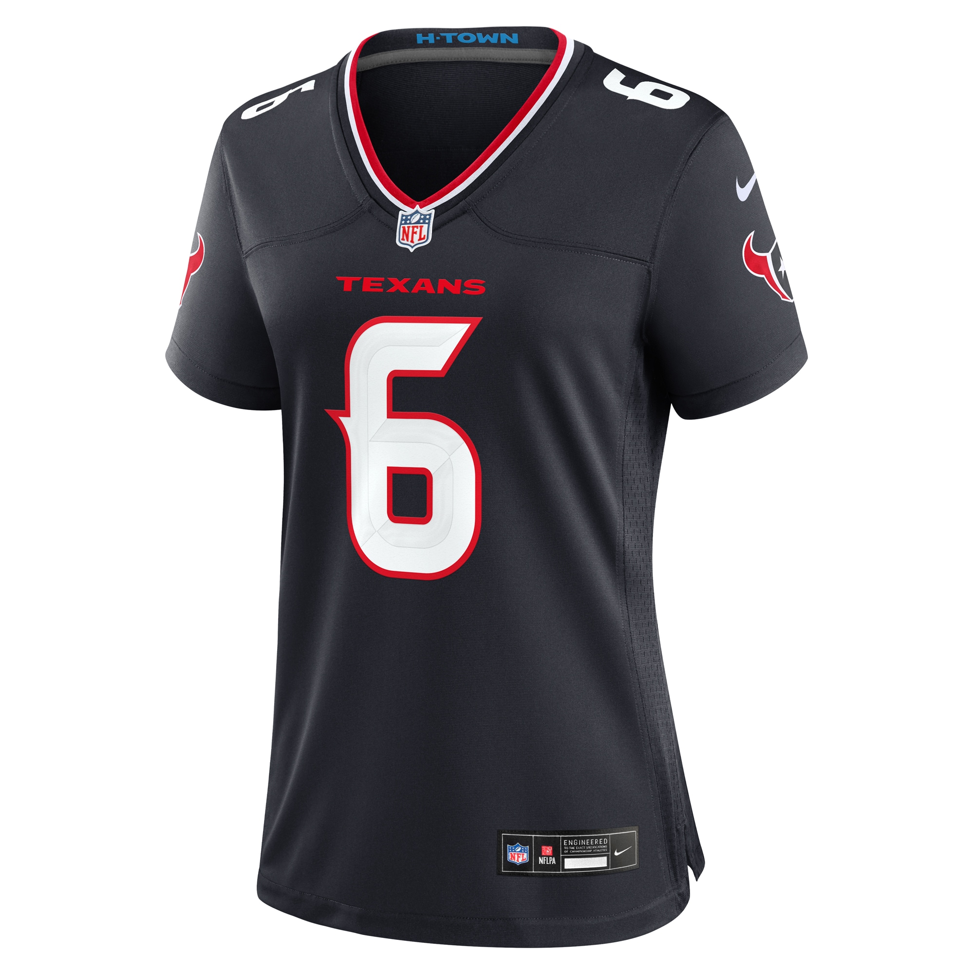 Alternative view of Women's Houston Texans Tommy Townsend Navy Team Game Jersey JS4875 nicesnker