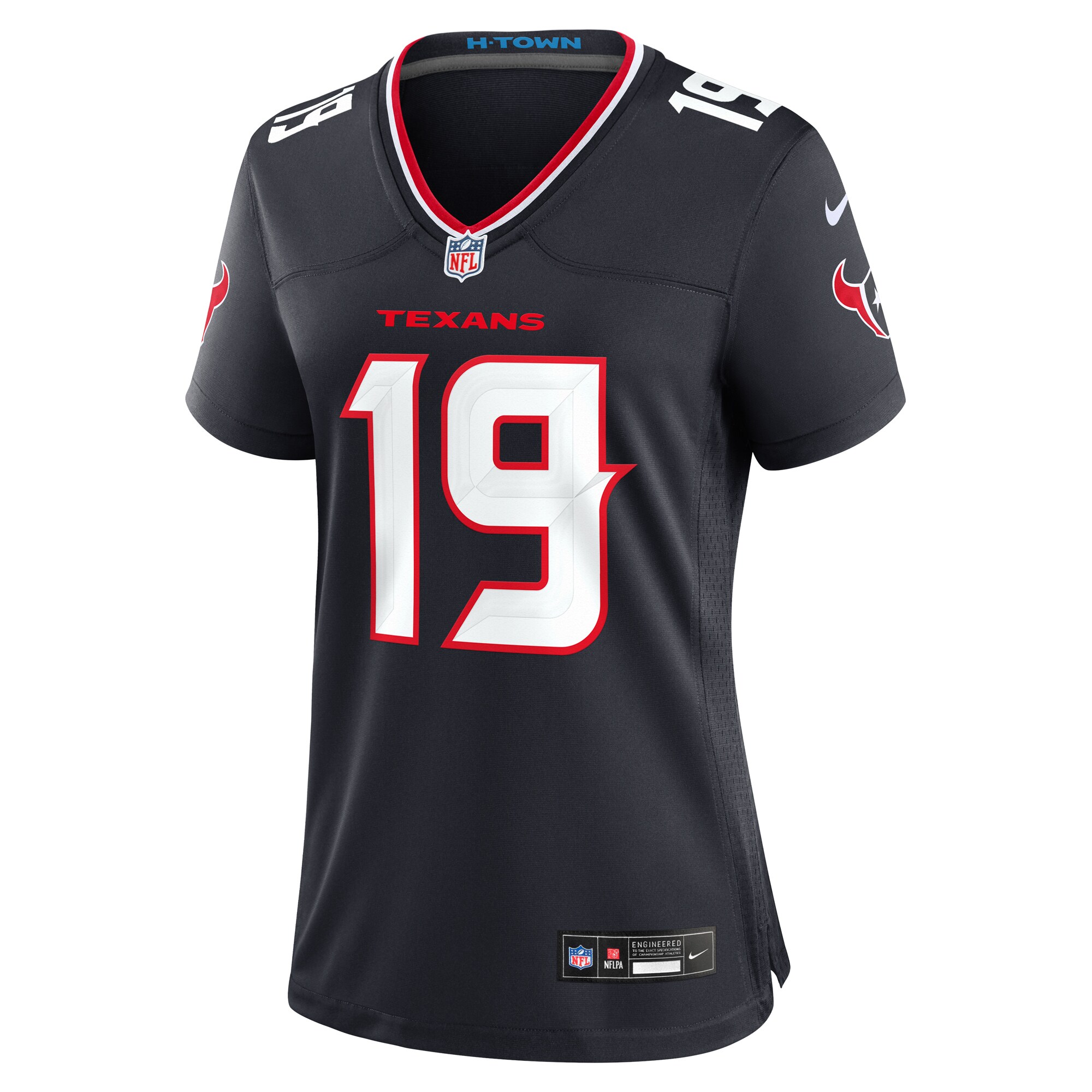 Alternative view of Women's Houston Texans Xavier Hutchinson Navy Team Game Jersey JS5309 nicesnker