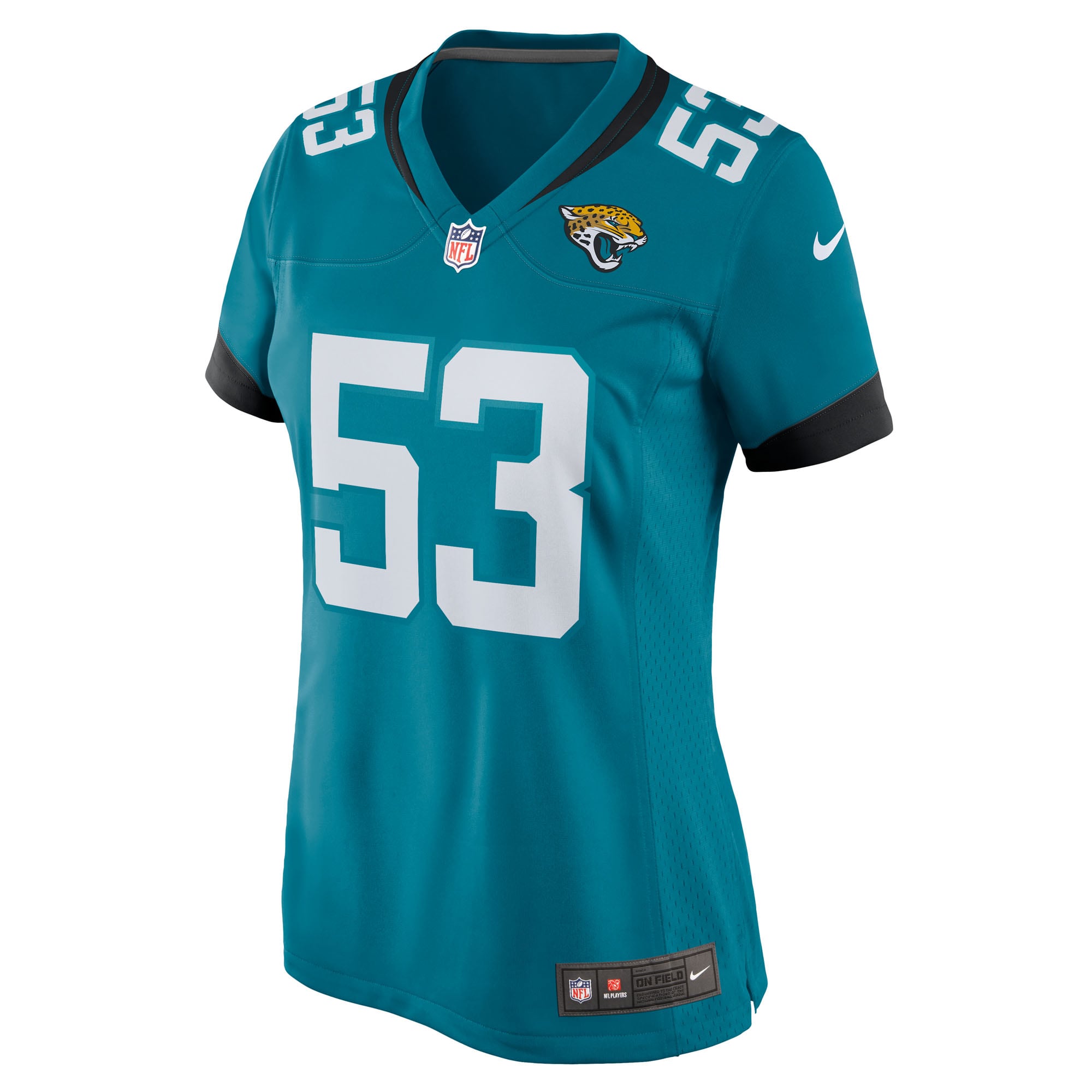 Alternative view of Women's Jacksonville Jaguars Anthony Pittman Teal Team Game Jersey JS2954 nicesnker