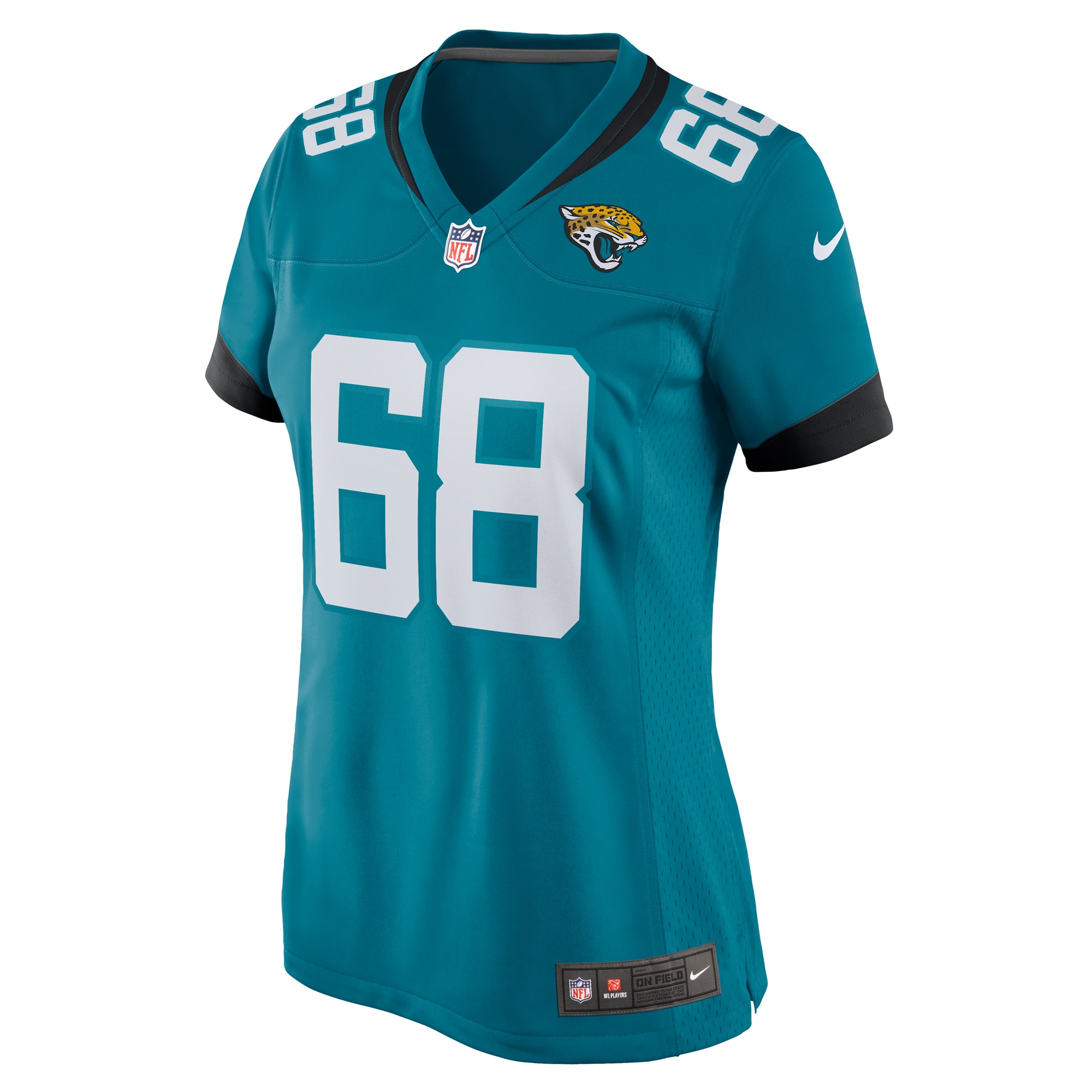 Alternative view of Women's Jacksonville Jaguars Brandon Scherff Teal Game Player Jersey JS7102 nicesnker