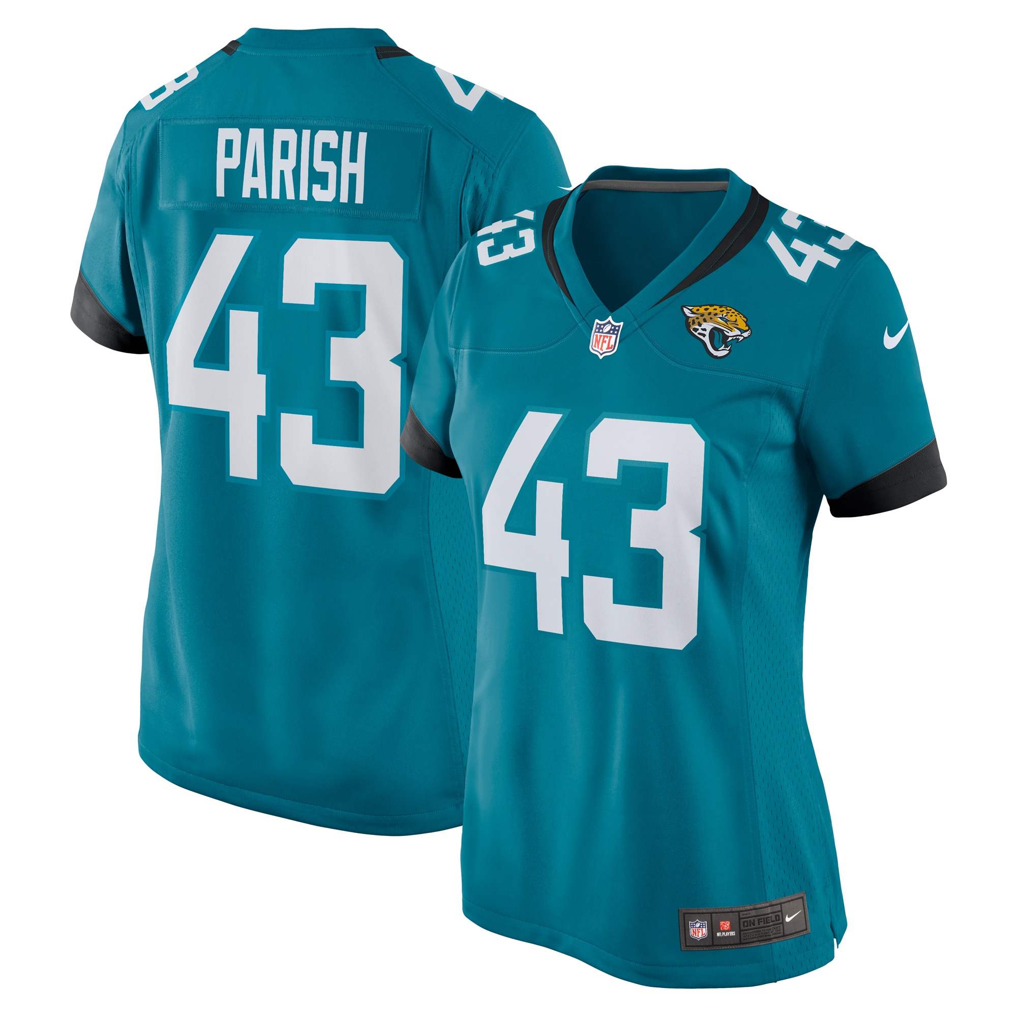 Women's Jacksonville Jaguars Derek Parish Teal Game Jersey JS4381 nicesnker