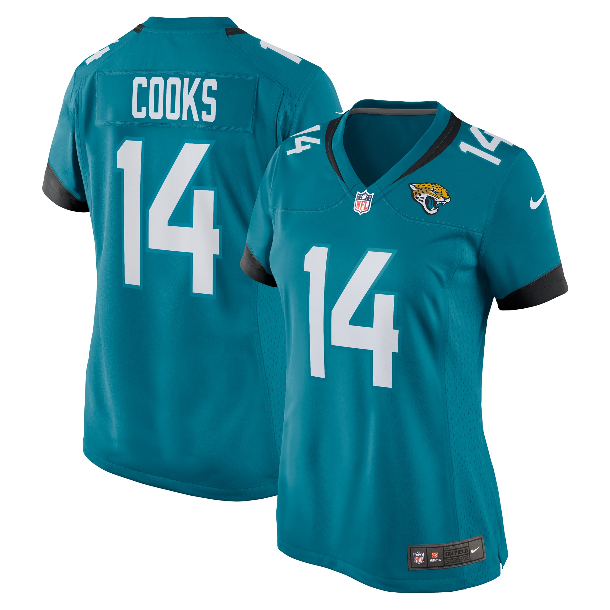 Women's Jacksonville Jaguars Elijah Cooks Teal Team Game Jersey JS2890 nicesnker