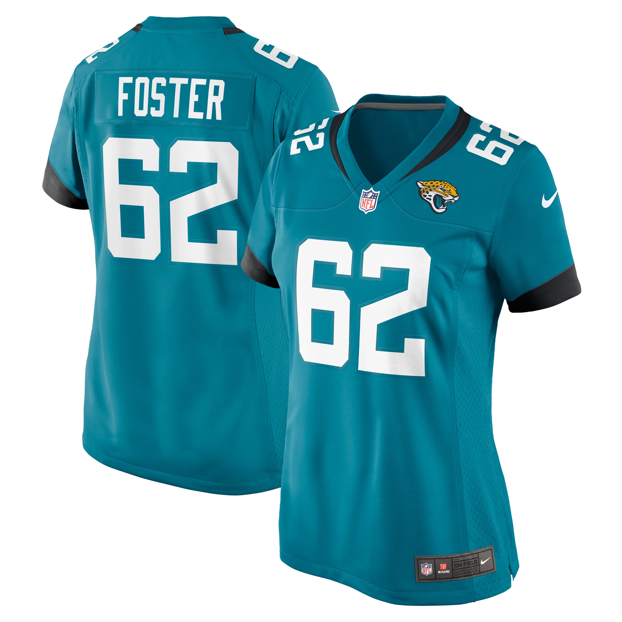 Women's Jacksonville Jaguars Javon Foster Teal Game Jersey JS8553 nicesnker