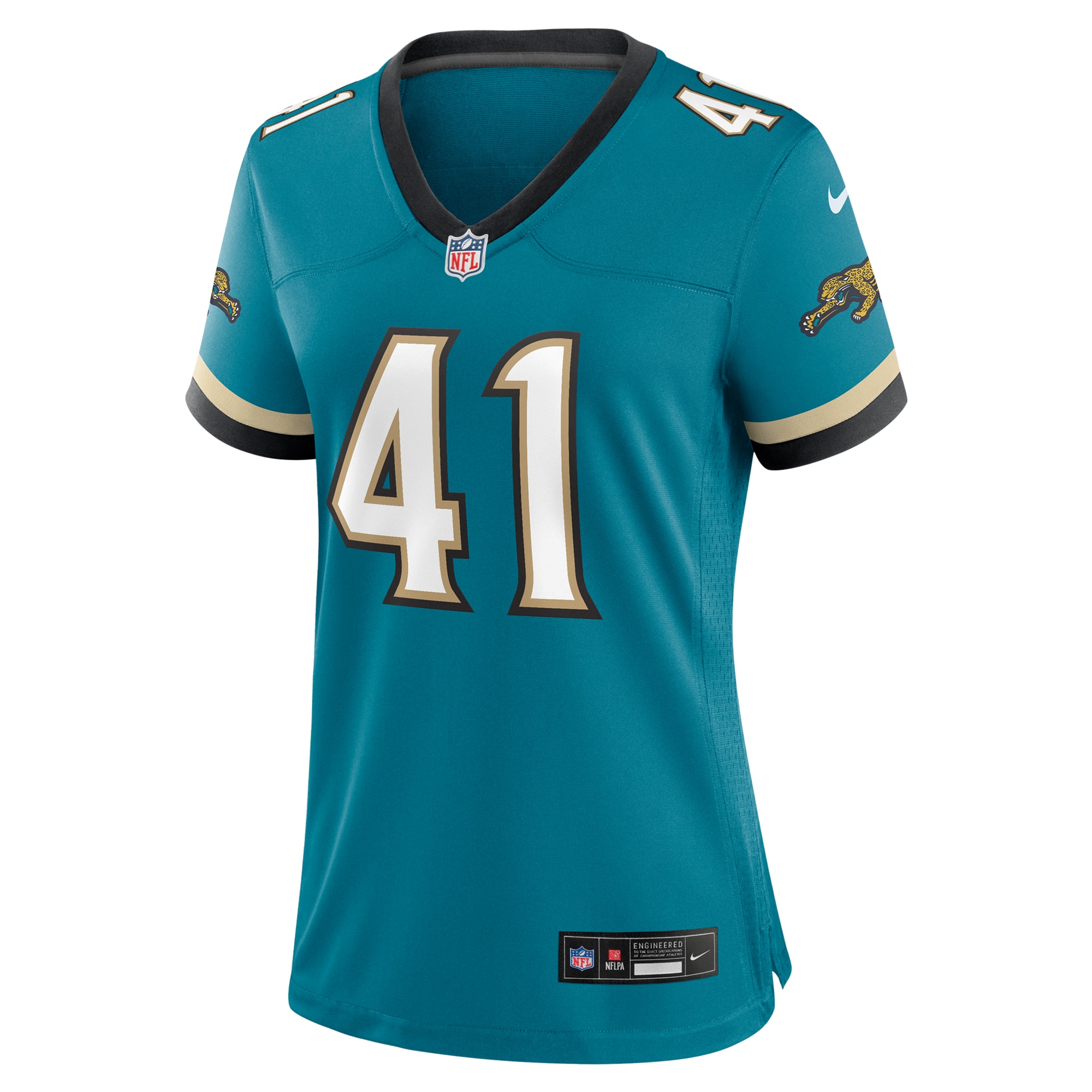 Alternative view of Women's Jacksonville Jaguars Josh Hines-Allen Teal Prowler Throwback Game Jersey JS4012 nicesnker