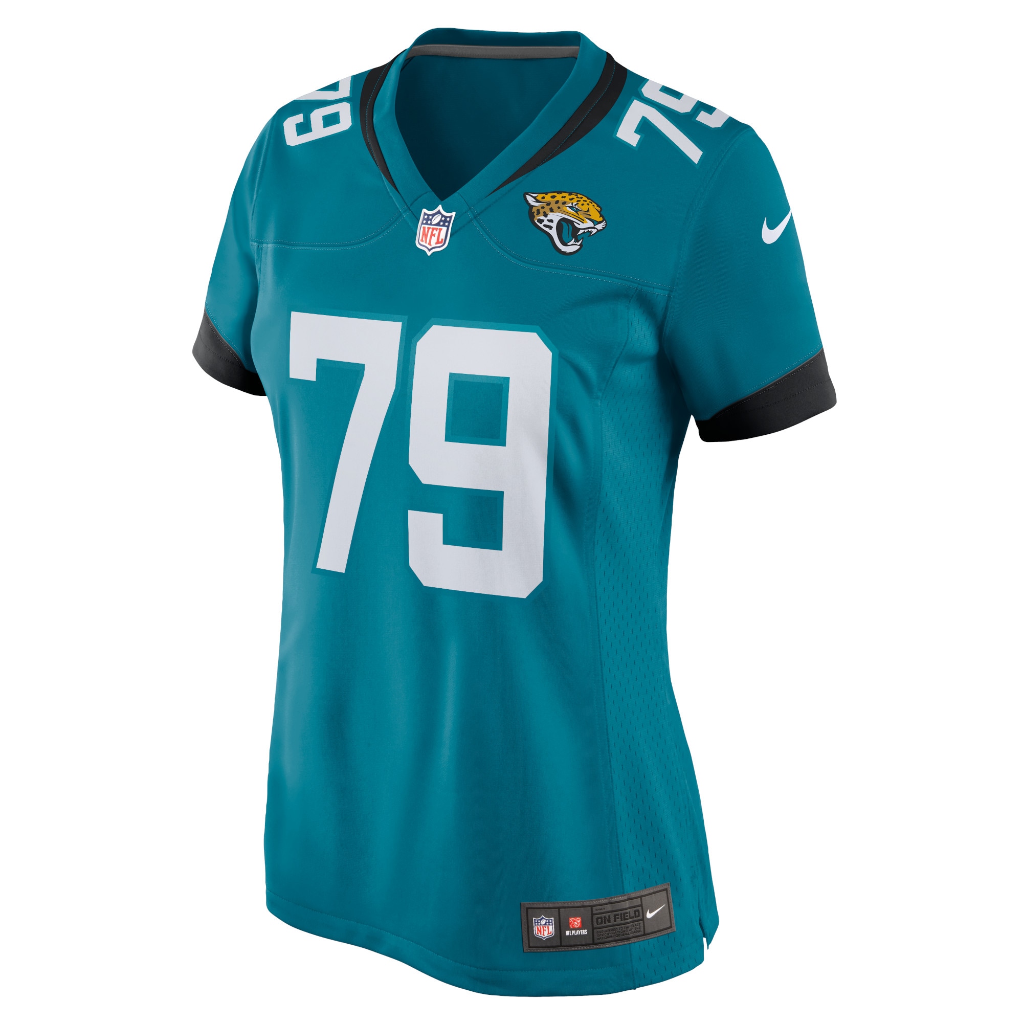 Alternative view of Women's Jacksonville Jaguars Luke Fortner Teal Game Jersey JS2064 nicesnker
