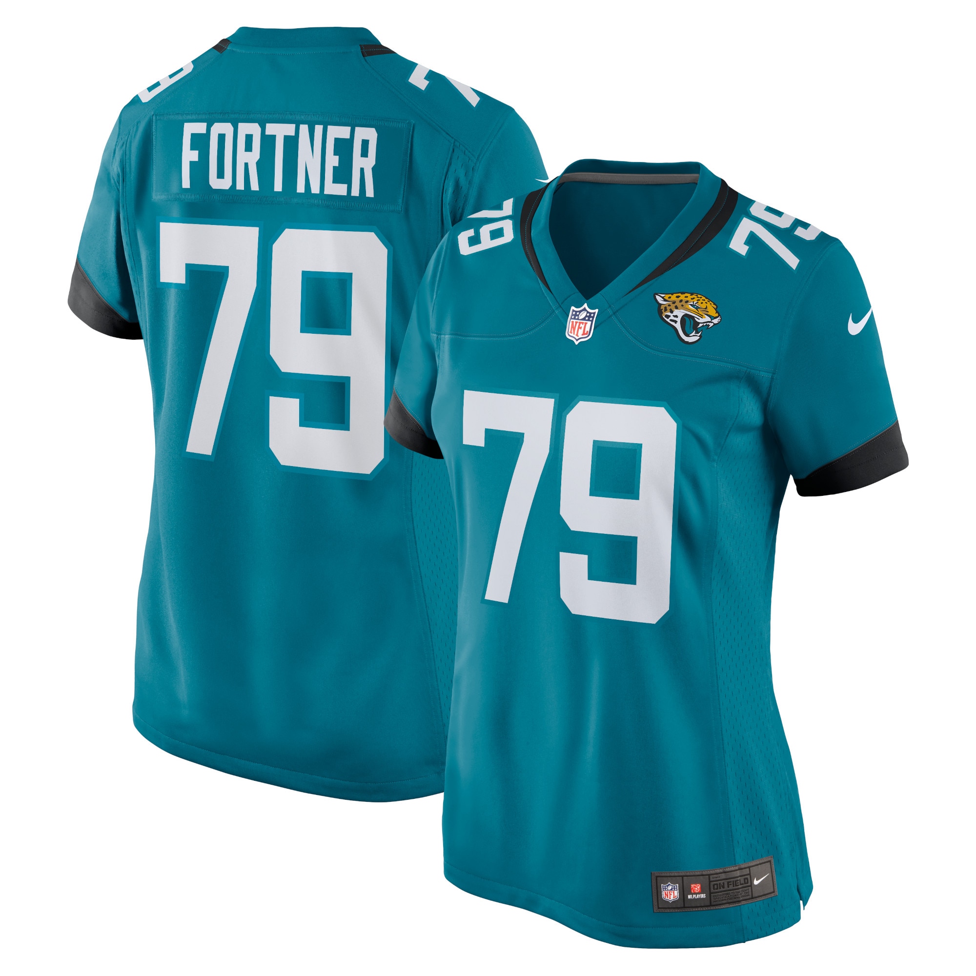 Women's Jacksonville Jaguars Luke Fortner Teal Game Jersey JS2064 nicesnker