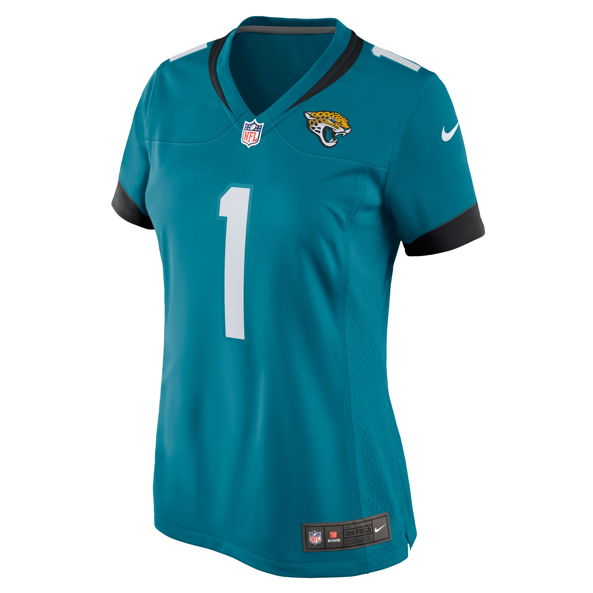 Alternative view of Women's Jacksonville Jaguars Number 1 Mom Teal Game Jersey JS7967 nicesnker