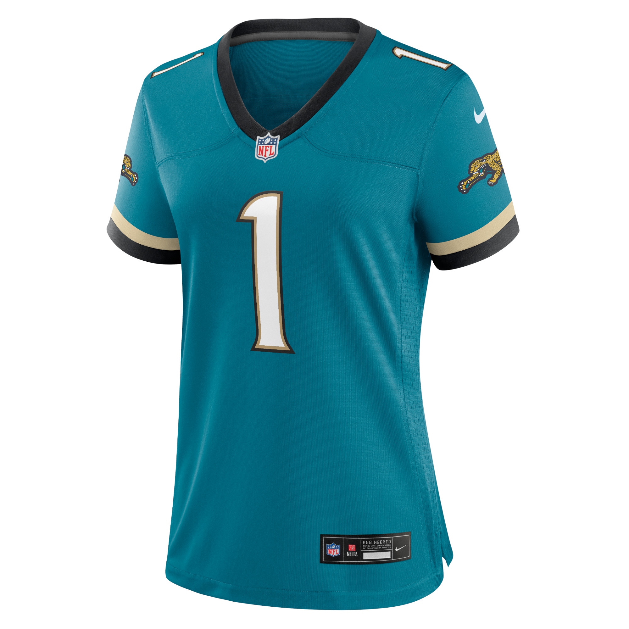 Alternative view of Women's Jacksonville Jaguars Travis Etienne Jr Teal Prowler Throwback Game Jersey JS9153 nicesnker