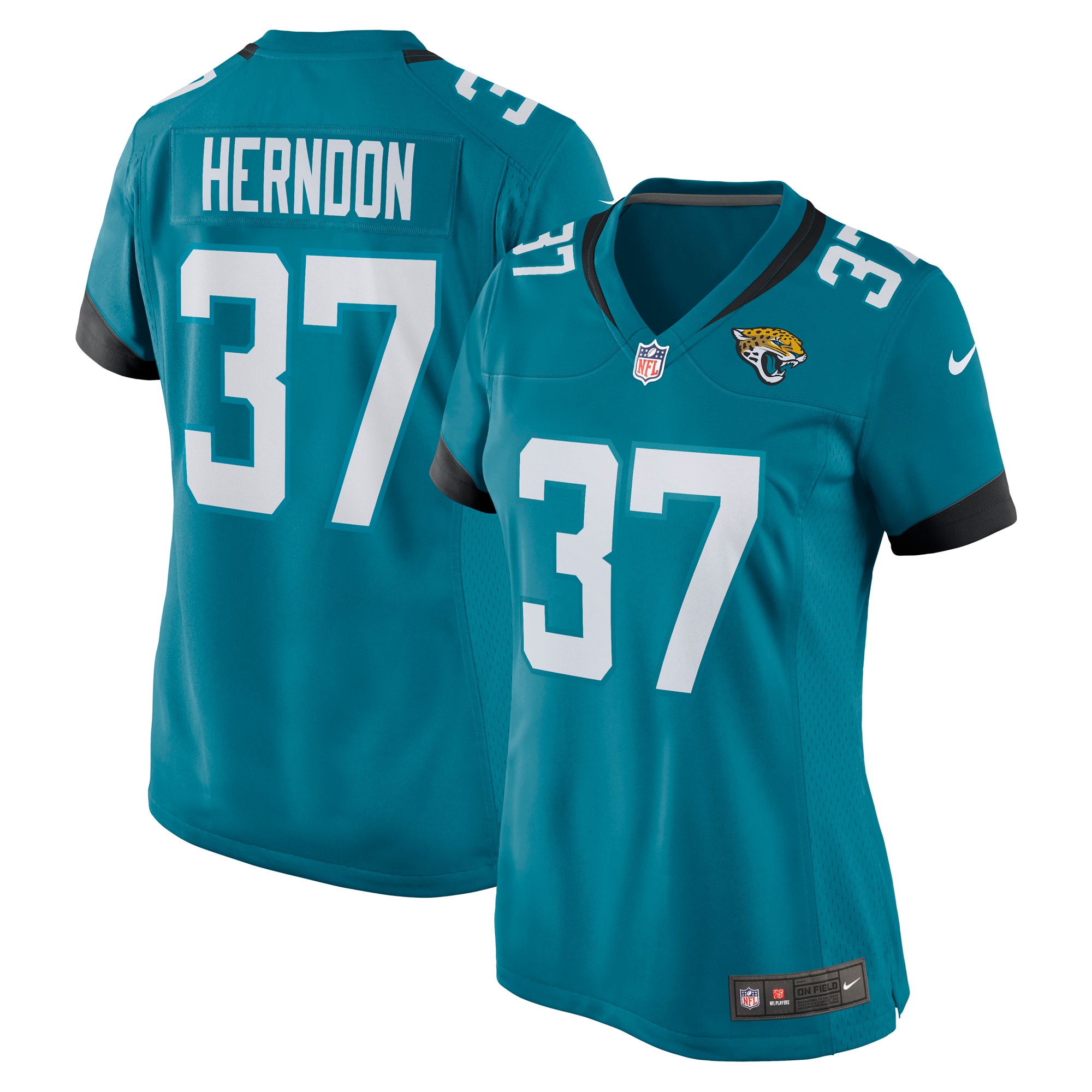 Women's Jacksonville Jaguars Tre Herndon Teal Game Jersey JS9122 nicesnker