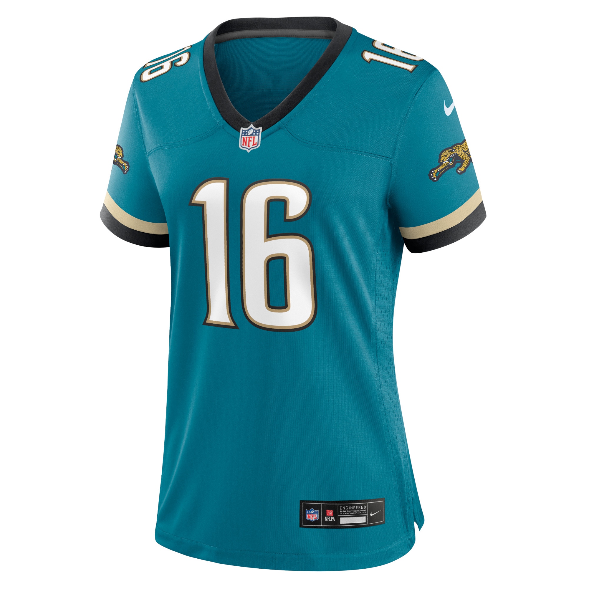 Alternative view of Women's Jacksonville Jaguars Trevor Lawrence Teal Prowler Throwback Game Jersey JS7785 nicesnker