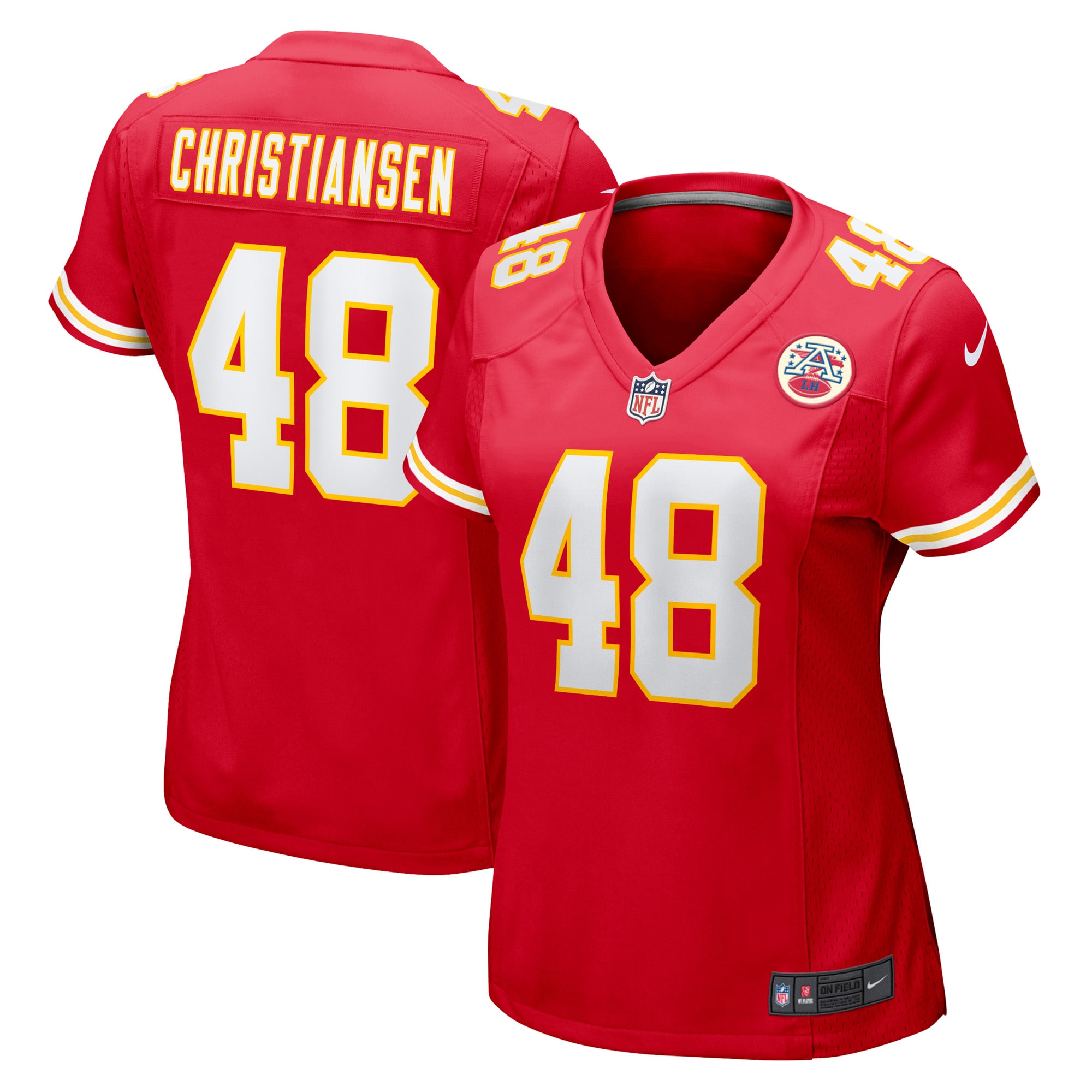 Women's Kansas City Chiefs Cole Christiansen Red Game Player Jersey JS8751 nicesnker
