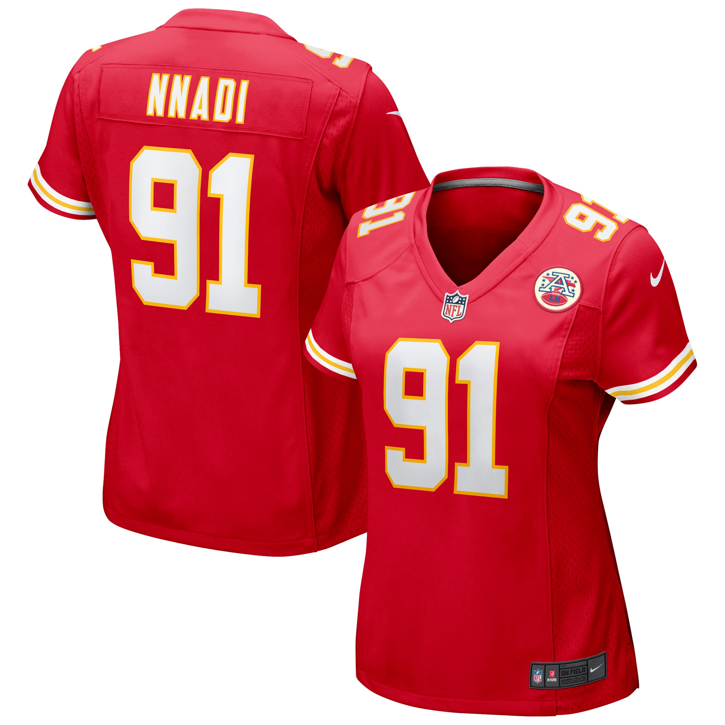 Women's Kansas City Chiefs Derrick Nnadi Red Game Jersey JS8320 nicesnker