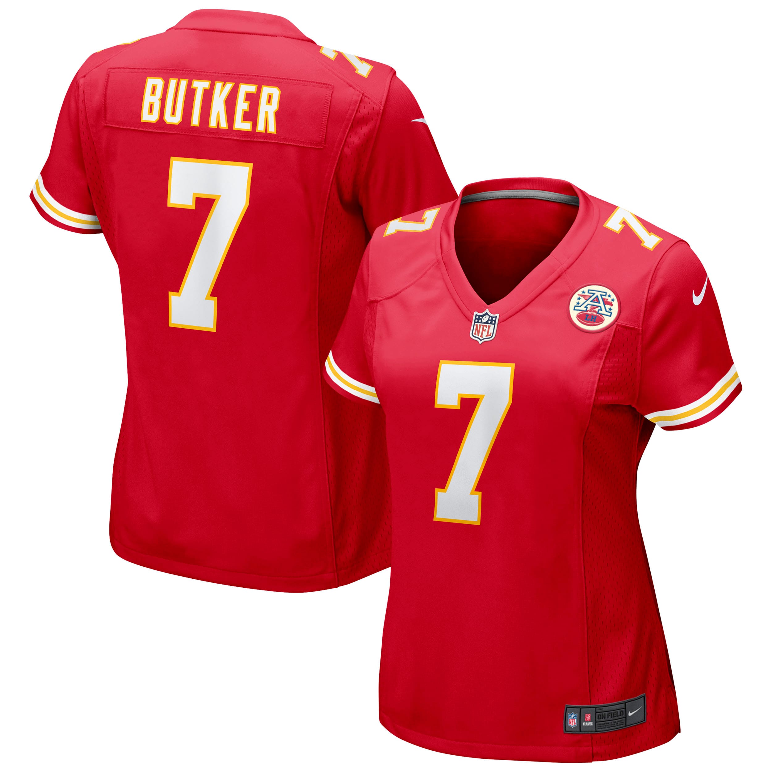 Women's Kansas City Chiefs Harrison Butker Red Game Jersey JS5800 nicesnker