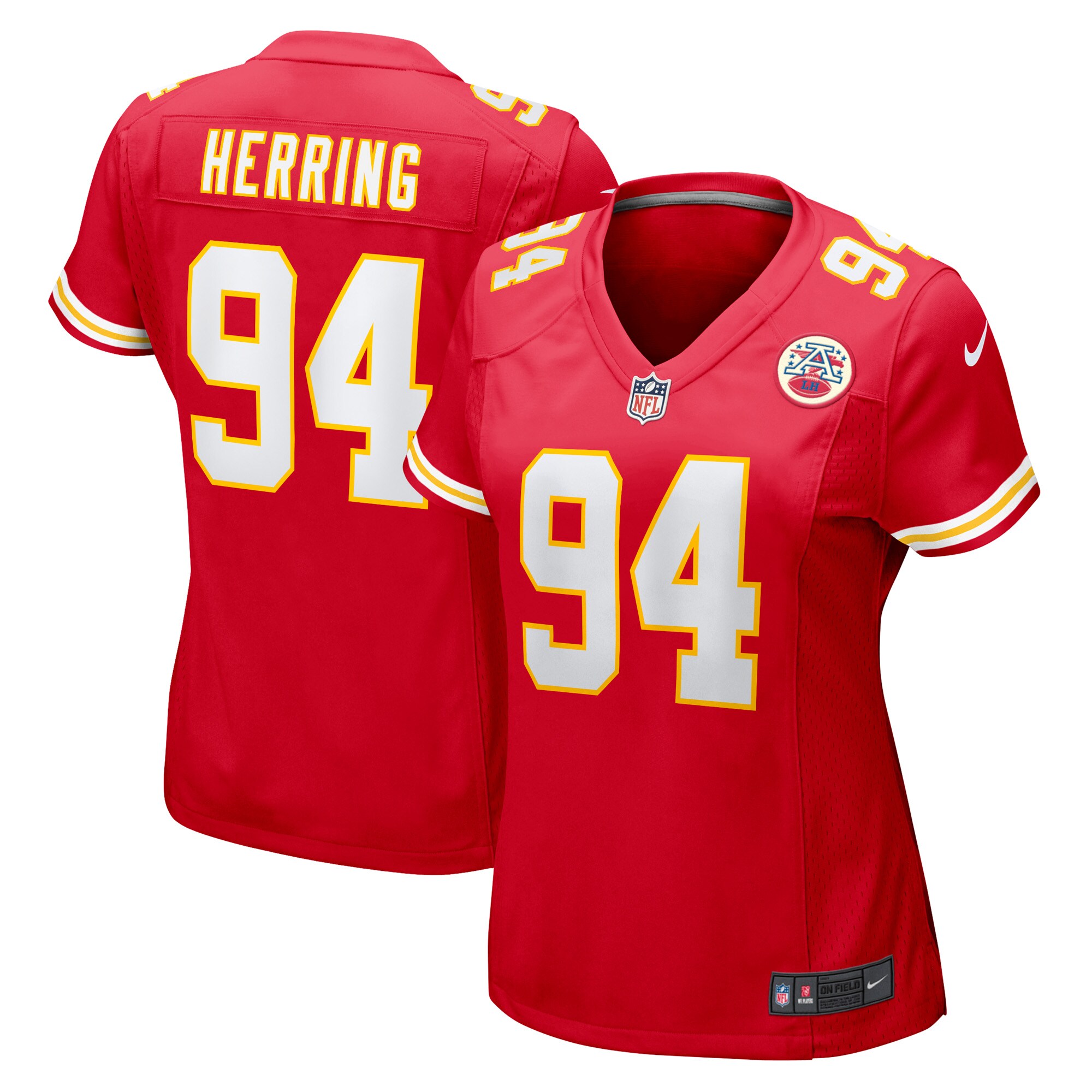 Women's Kansas City Chiefs Malik Herring Red Team Game Player Jersey JS7145 nicesnker