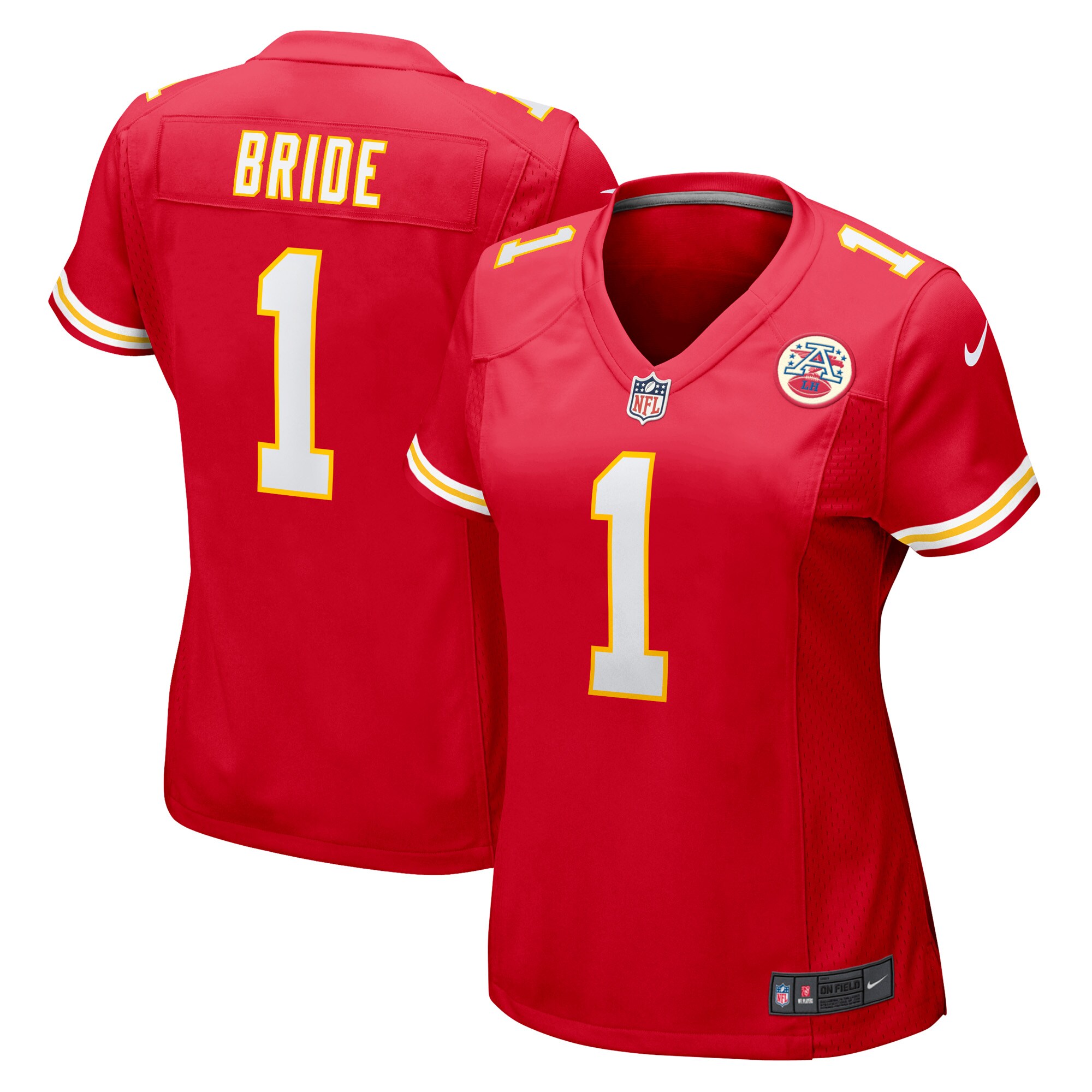 Women's Kansas City Chiefs Number 1 Bride Red Game Jersey JS1856 nicesnker