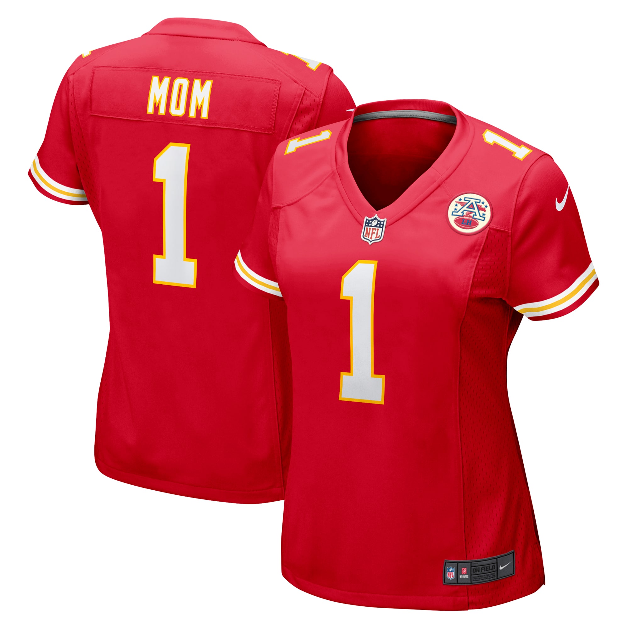 Women's Kansas City Chiefs Number 1 Mom Red Game Jersey JS8158 nicesnker