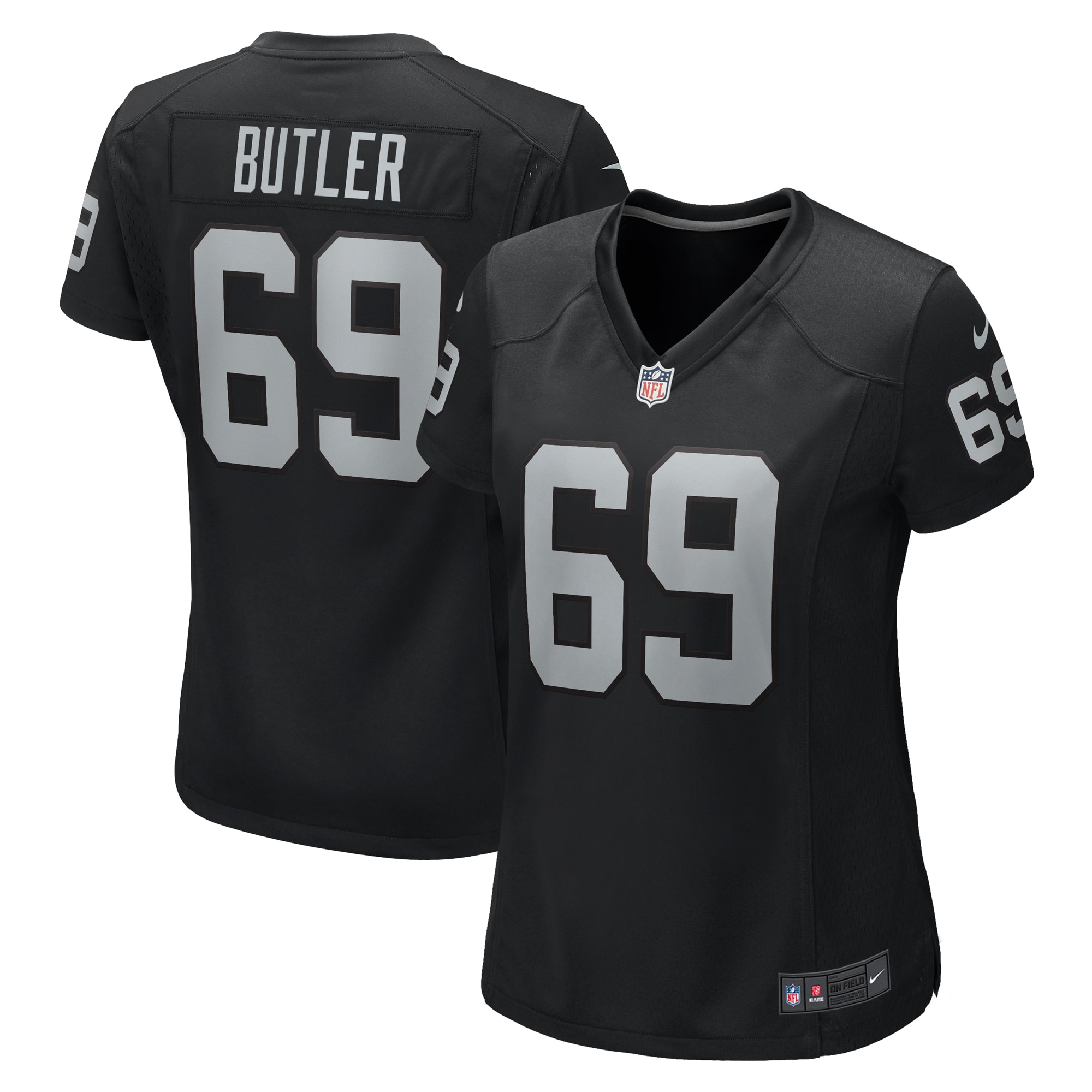 Women's Las Vegas Raiders Adam Butler Black Game Jersey JS3036 nicesnker