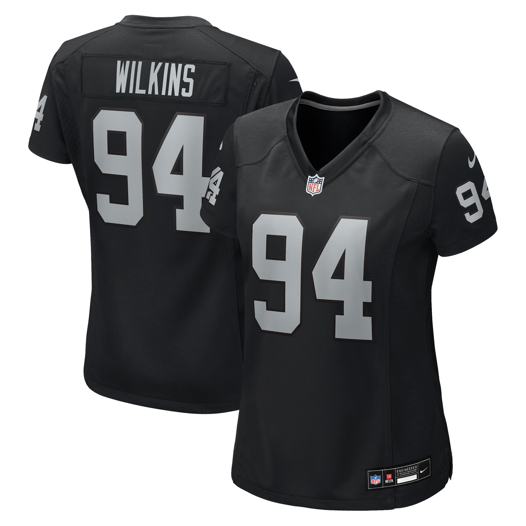 Women's Las Vegas Raiders Christian Wilkins Black Team Game Jersey JS8690 nicesnker