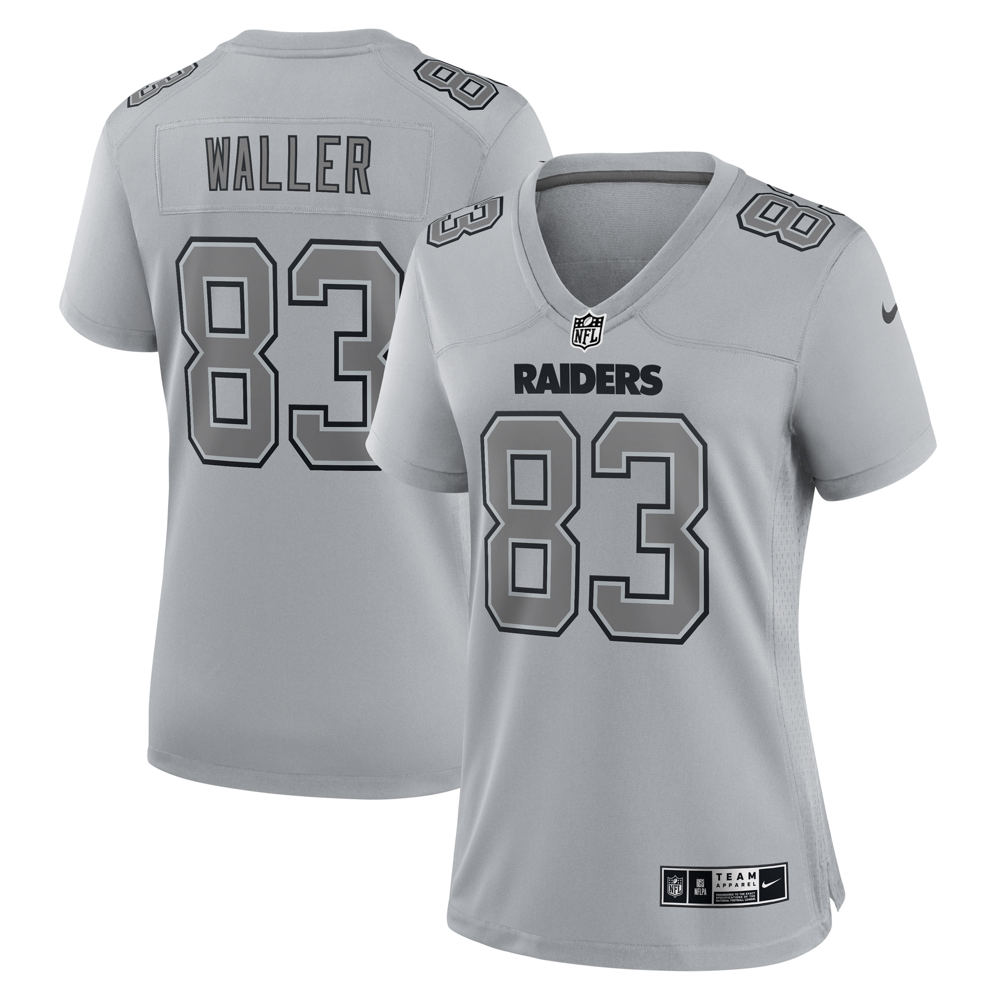 Women's Las Vegas Raiders Darren Waller Gray Atmosphere Fashion Game Jersey JS9948 nicesnker