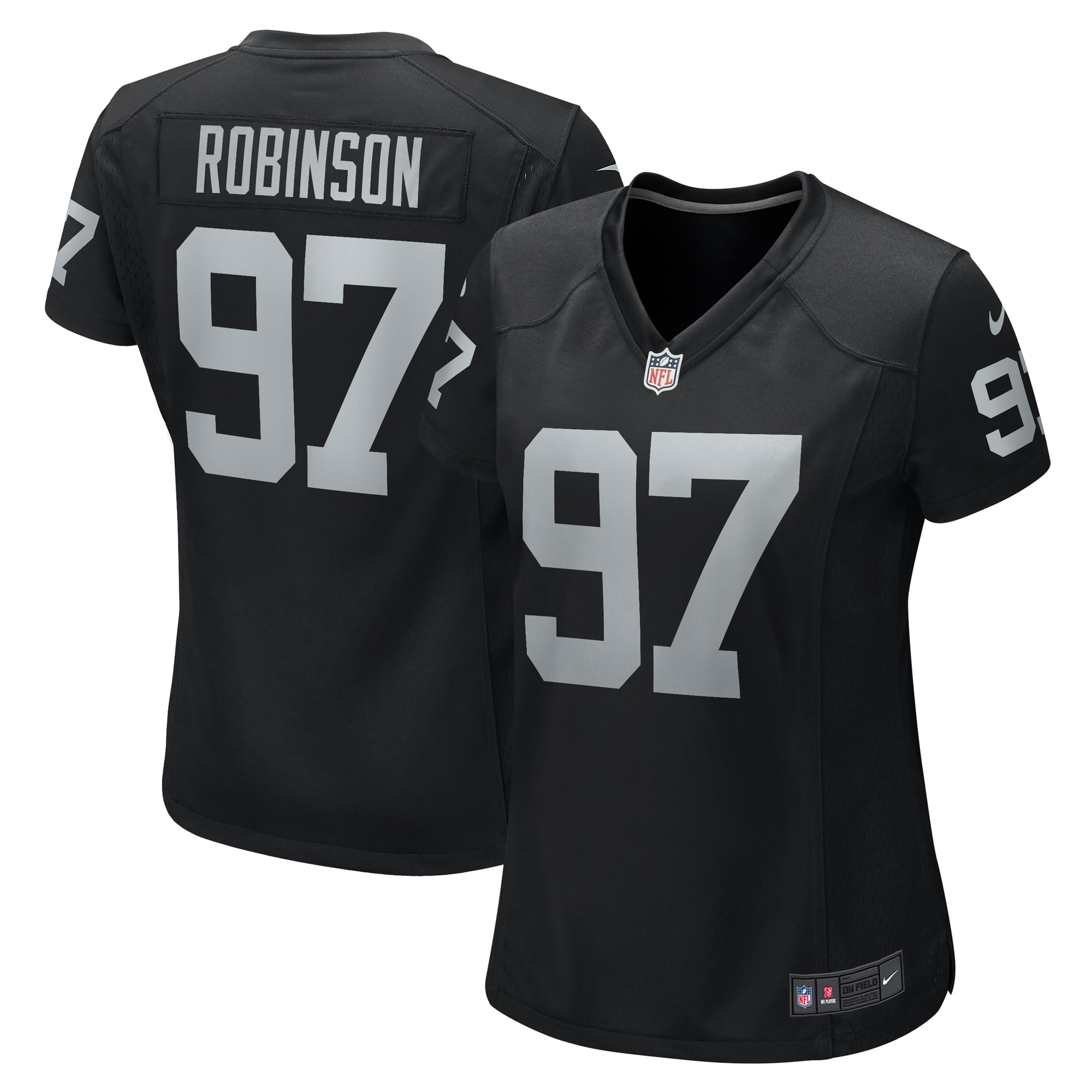Women's Las Vegas Raiders Janarius Robinson Black Team Game Jersey JS2403 nicesnker