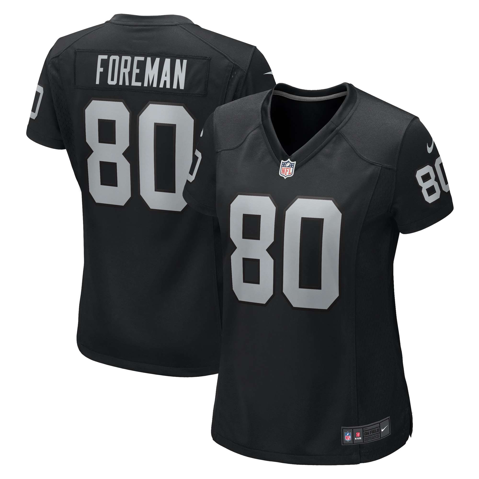 Women's Las Vegas Raiders Jeff Foreman Black Game Jersey JS6758 nicesnker