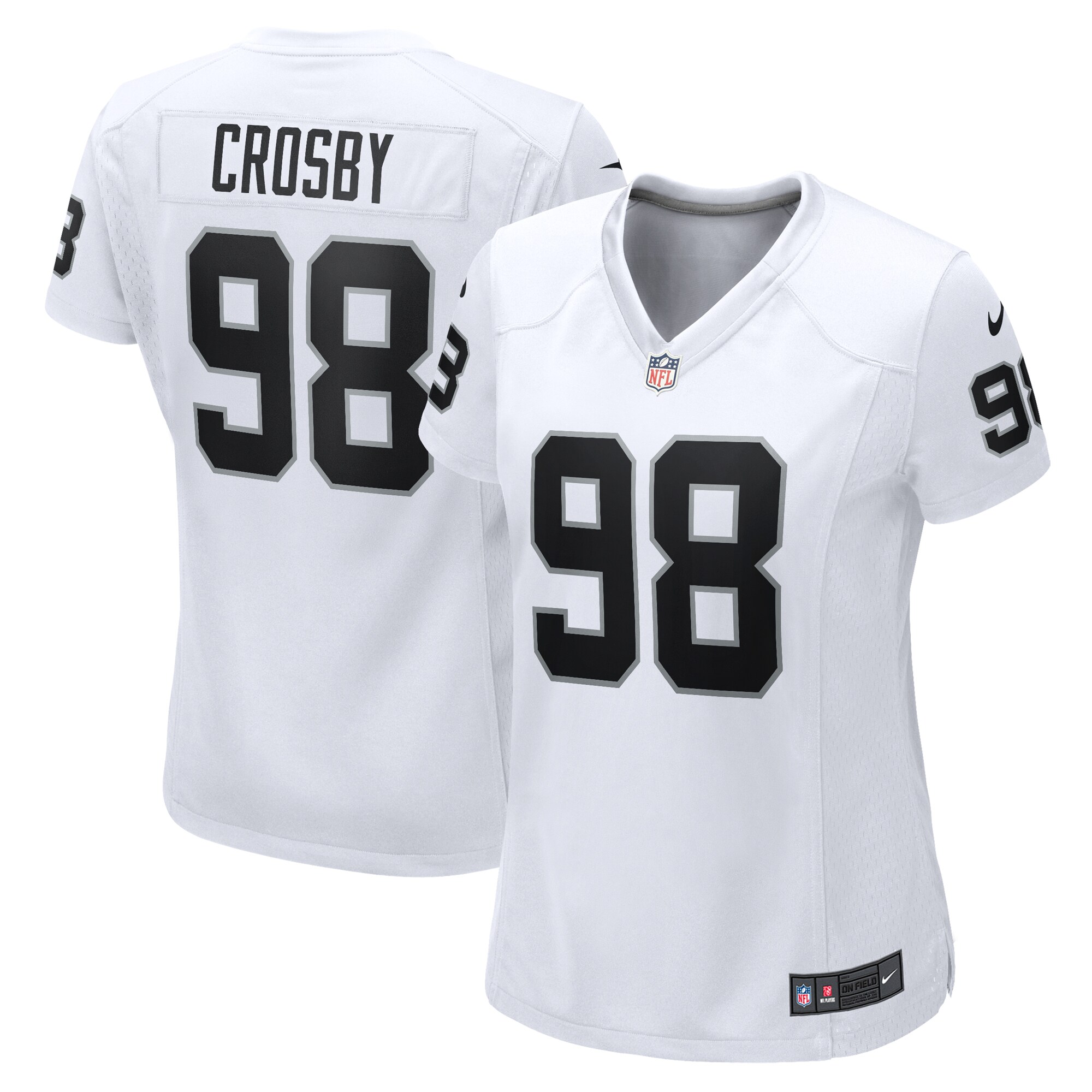 Women's Las Vegas Raiders Maxx Crosby White Game Jersey JS6914 nicesnker