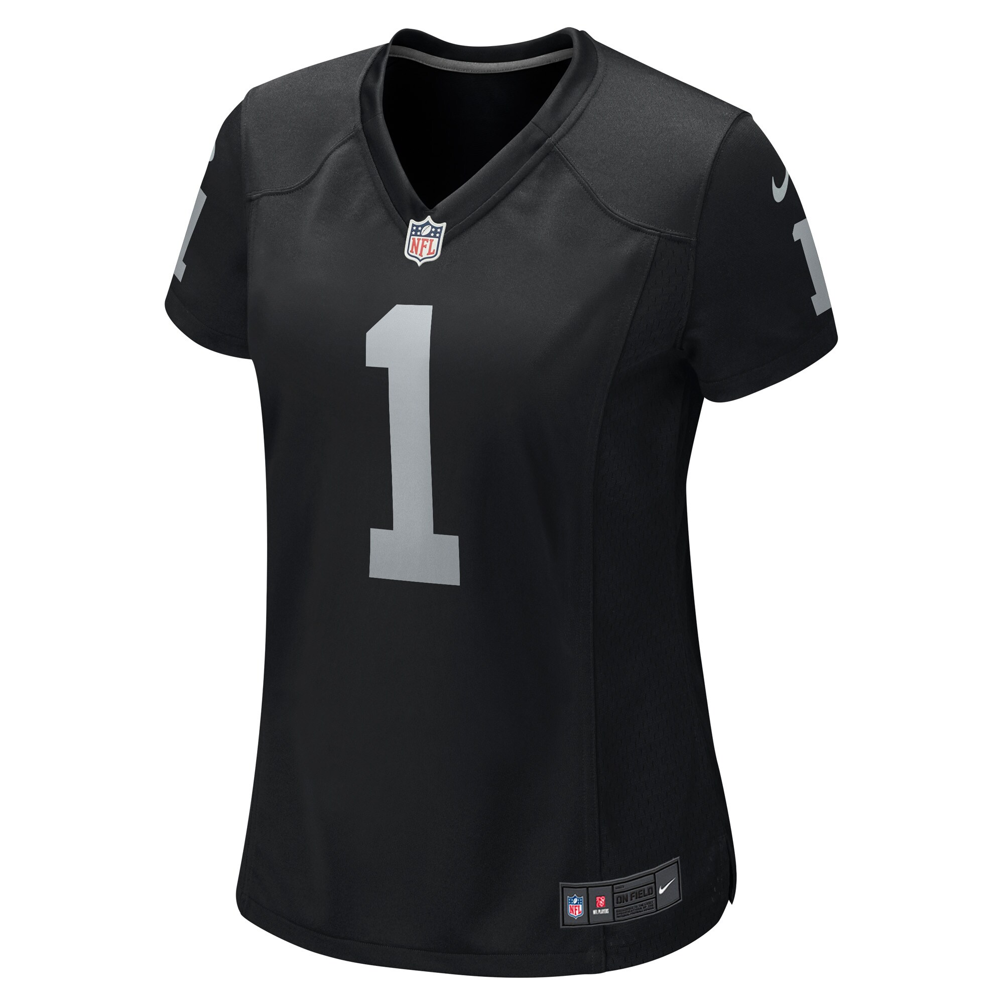 Alternative view of Women's Las Vegas Raiders Number 1 Bride Black Game Jersey JS8547 nicesnker