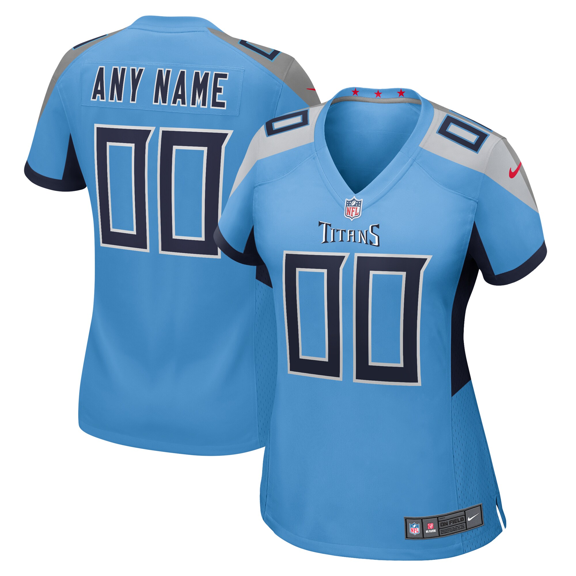 Women's Light Blue Tennessee Titans Alternate Custom Game Jersey JS5330 nicesnker