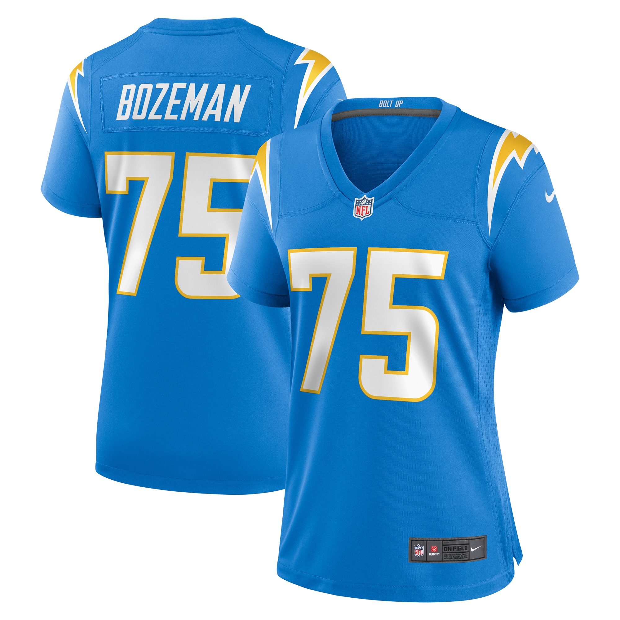Women's Los Angeles Chargers Bradley Bozeman Powder Blue Game Jersey JS3570 nicesnker