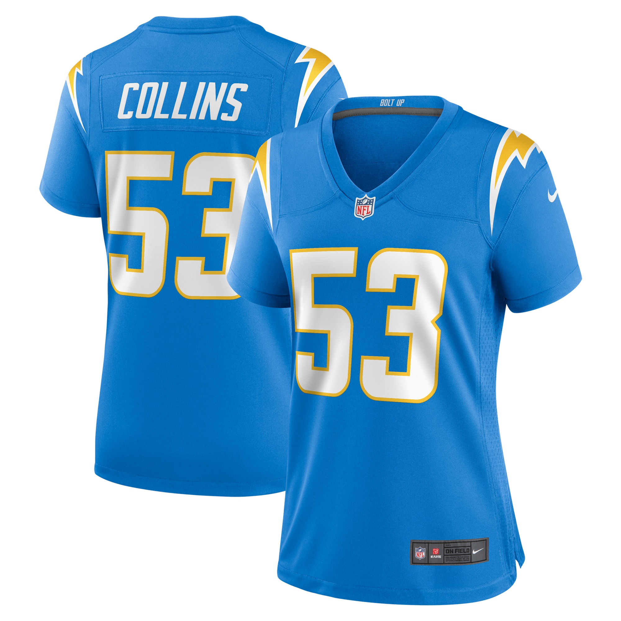 Women's Los Angeles Chargers Chris Collins Powder Blue Team Game Jersey JS4525 nicesnker