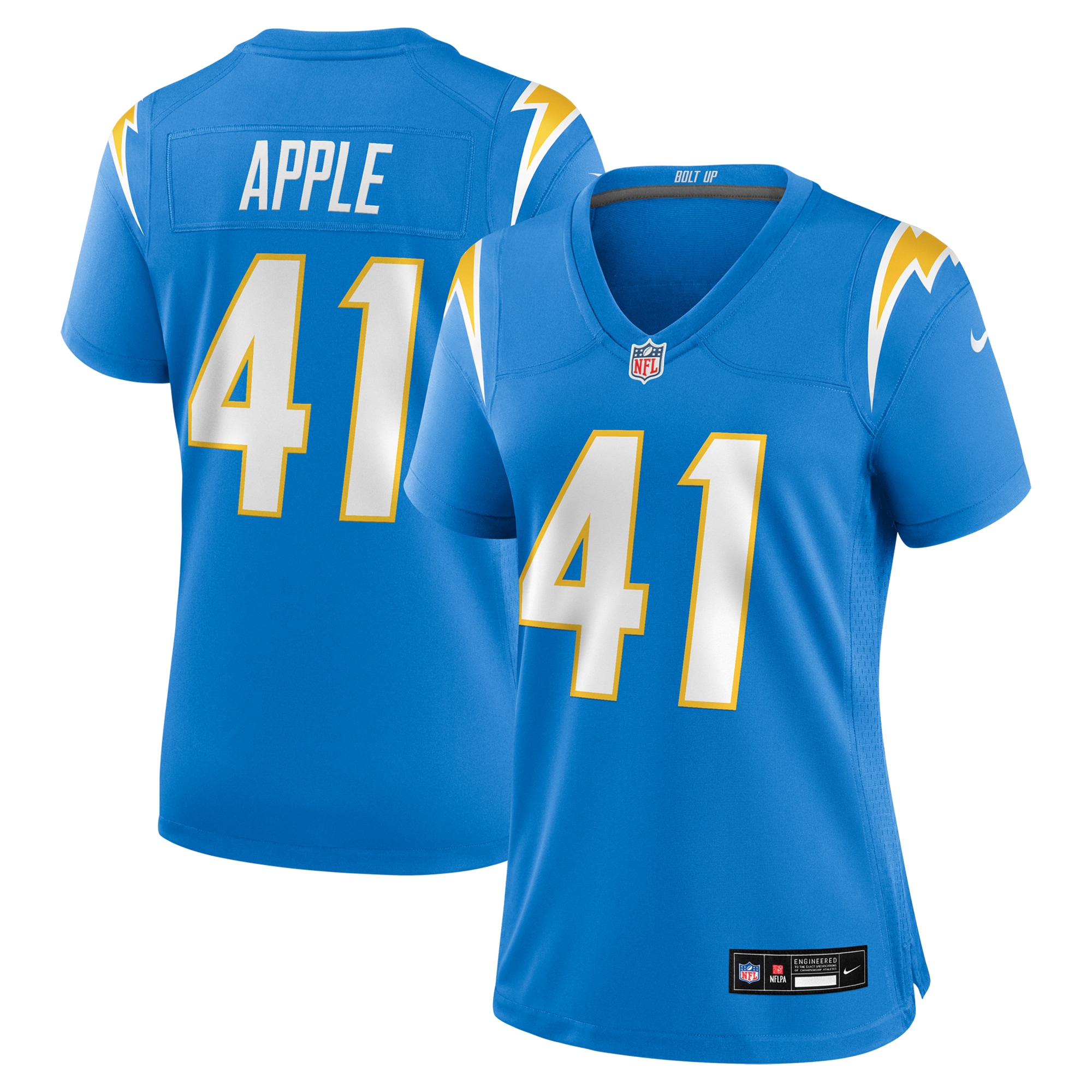 Women's Los Angeles Chargers Eli Apple Powder Blue Game Jersey JS4240 nicesnker