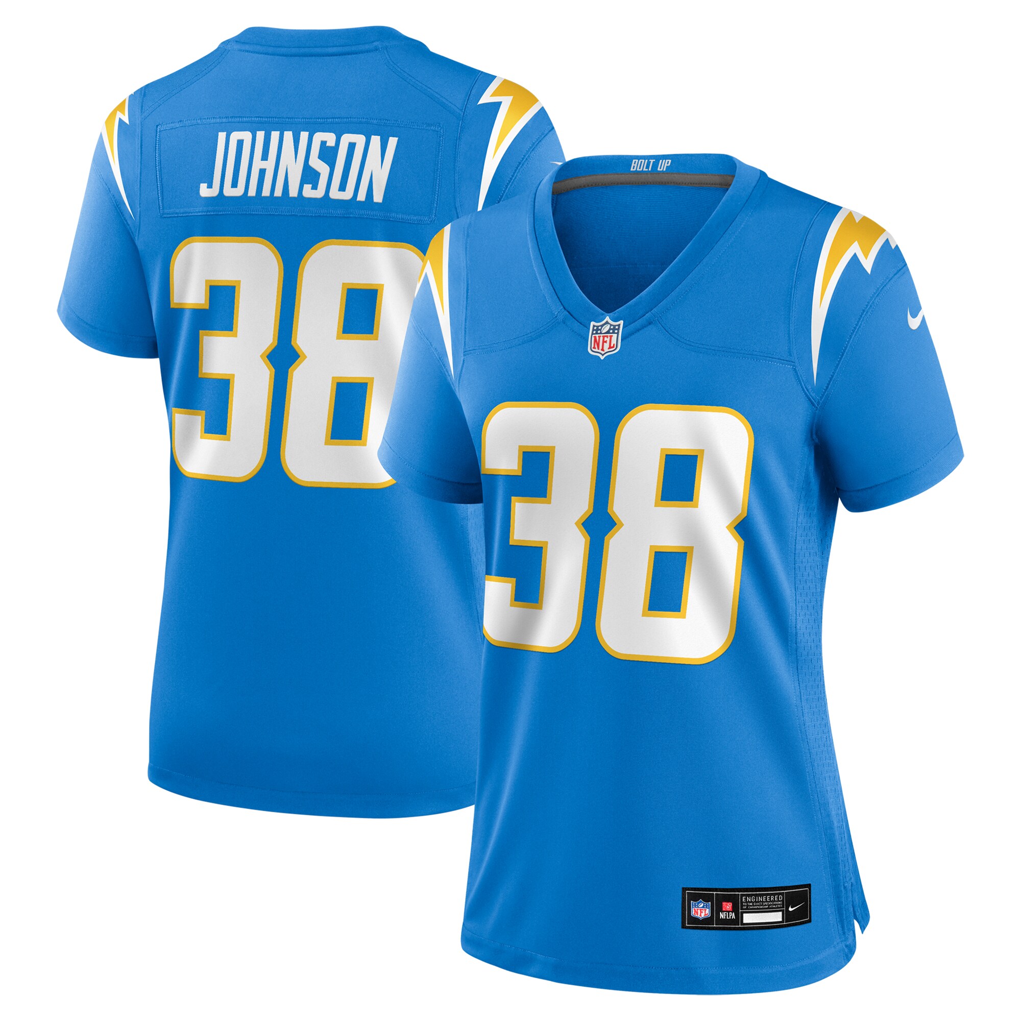 Women's Los Angeles Chargers Emany Johnson Powder Blue Team Game Jersey JS7593 nicesnker