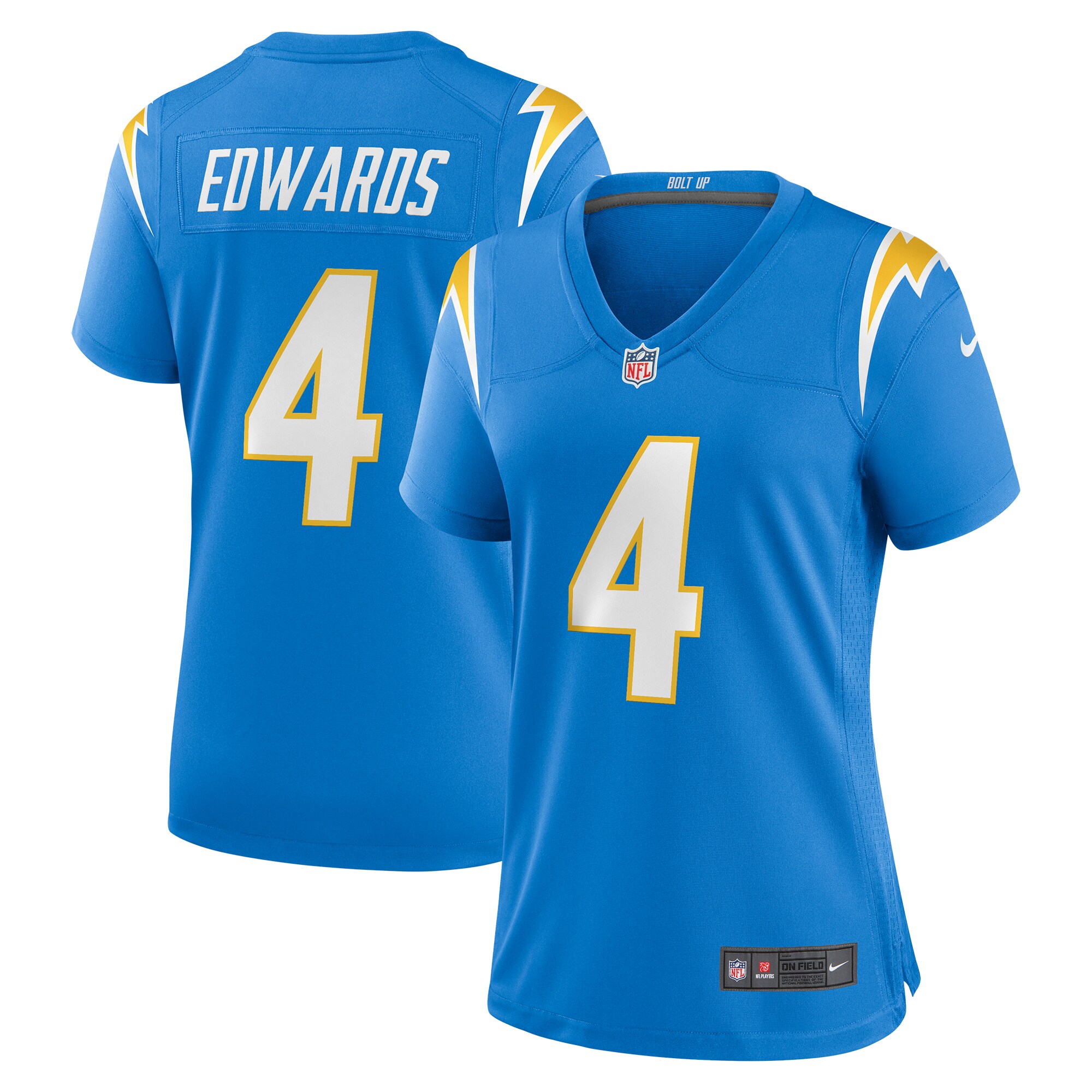 Women's Los Angeles Chargers Gus Edwards Powder Blue Game Jersey JS4011 nicesnker