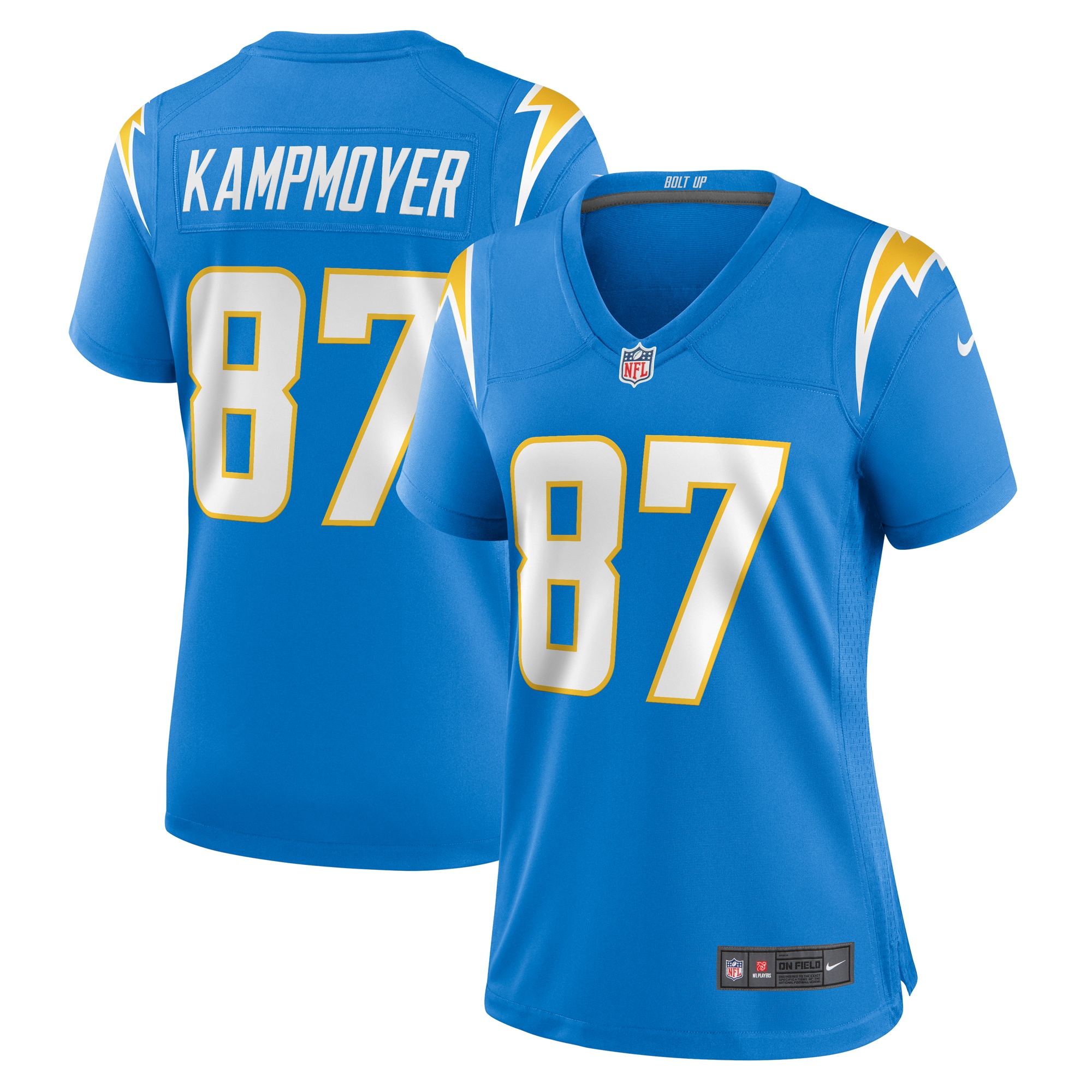 Women's Los Angeles Chargers Hunter Kampmoyer Powder Blue Game Player Jersey JS7673 nicesnker
