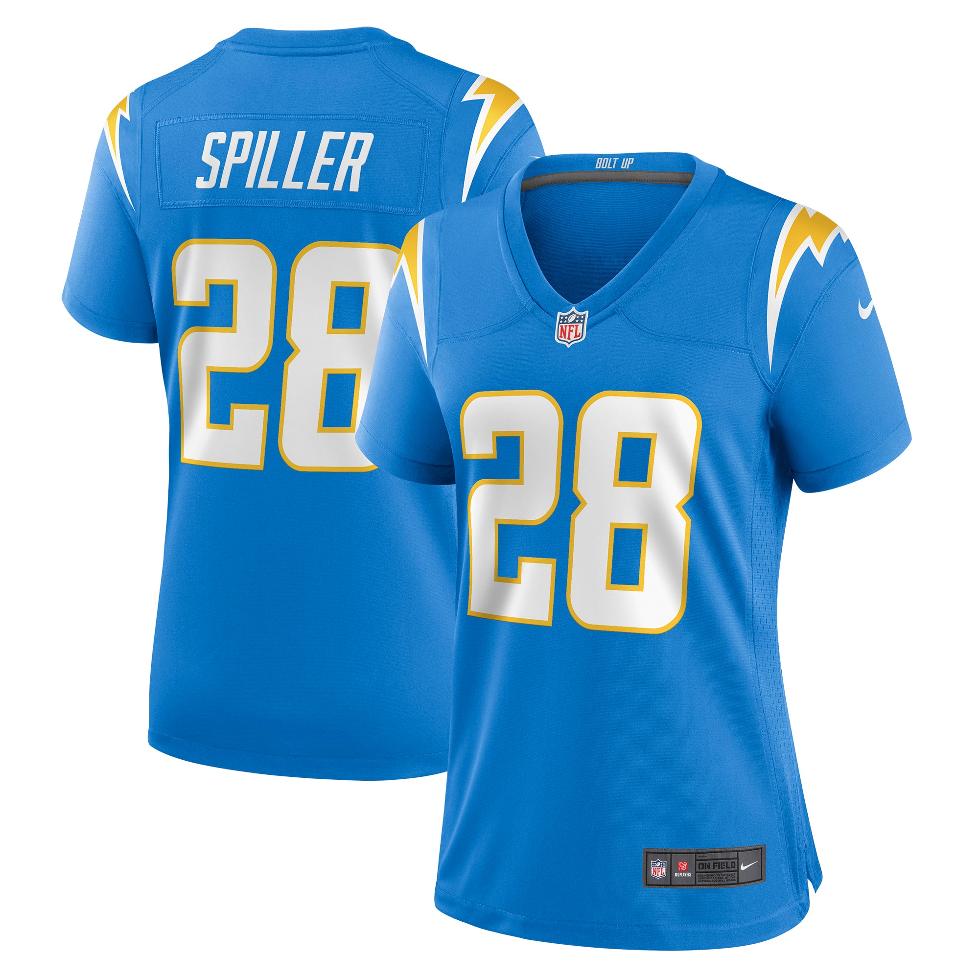 Women's Los Angeles Chargers Isaiah Spiller Powder Blue Game Jersey JS9458 nicesnker