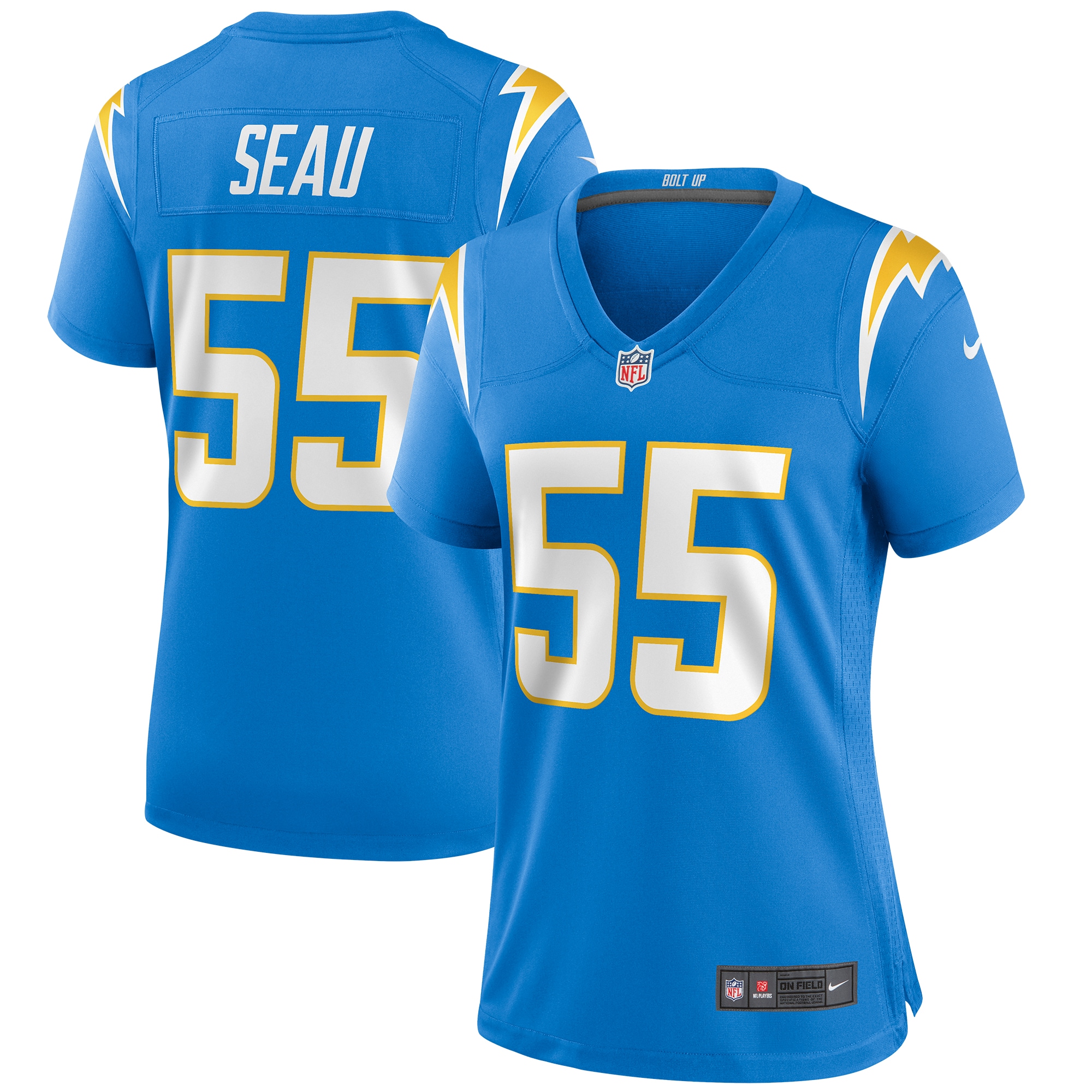 Women's Los Angeles Chargers Junior Seau Powder Blue Game Retired Player Jersey JS3630 nicesnker