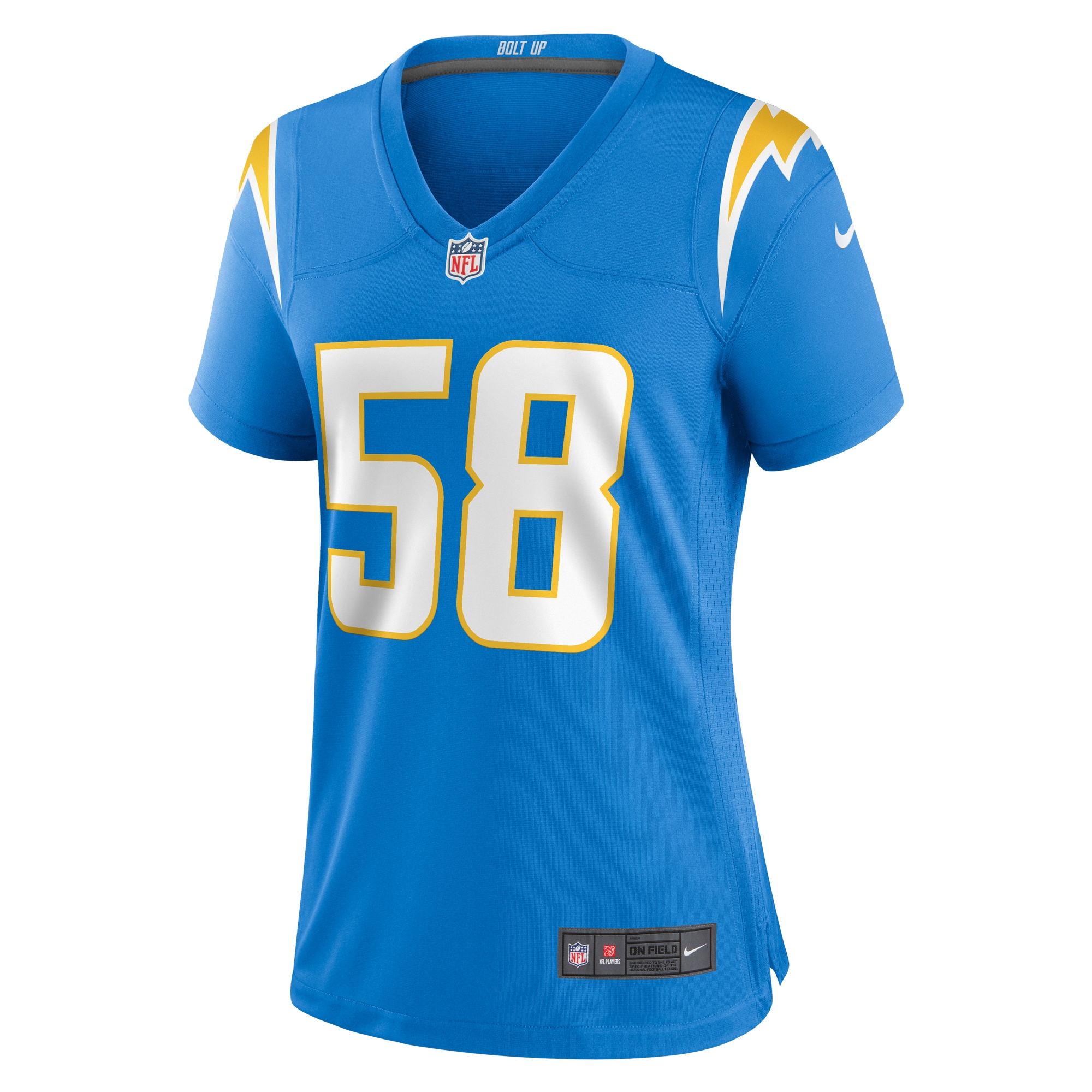 Alternative view of Women's Los Angeles Chargers Justin Hollins Powder Blue Game Jersey JS5205 nicesnker