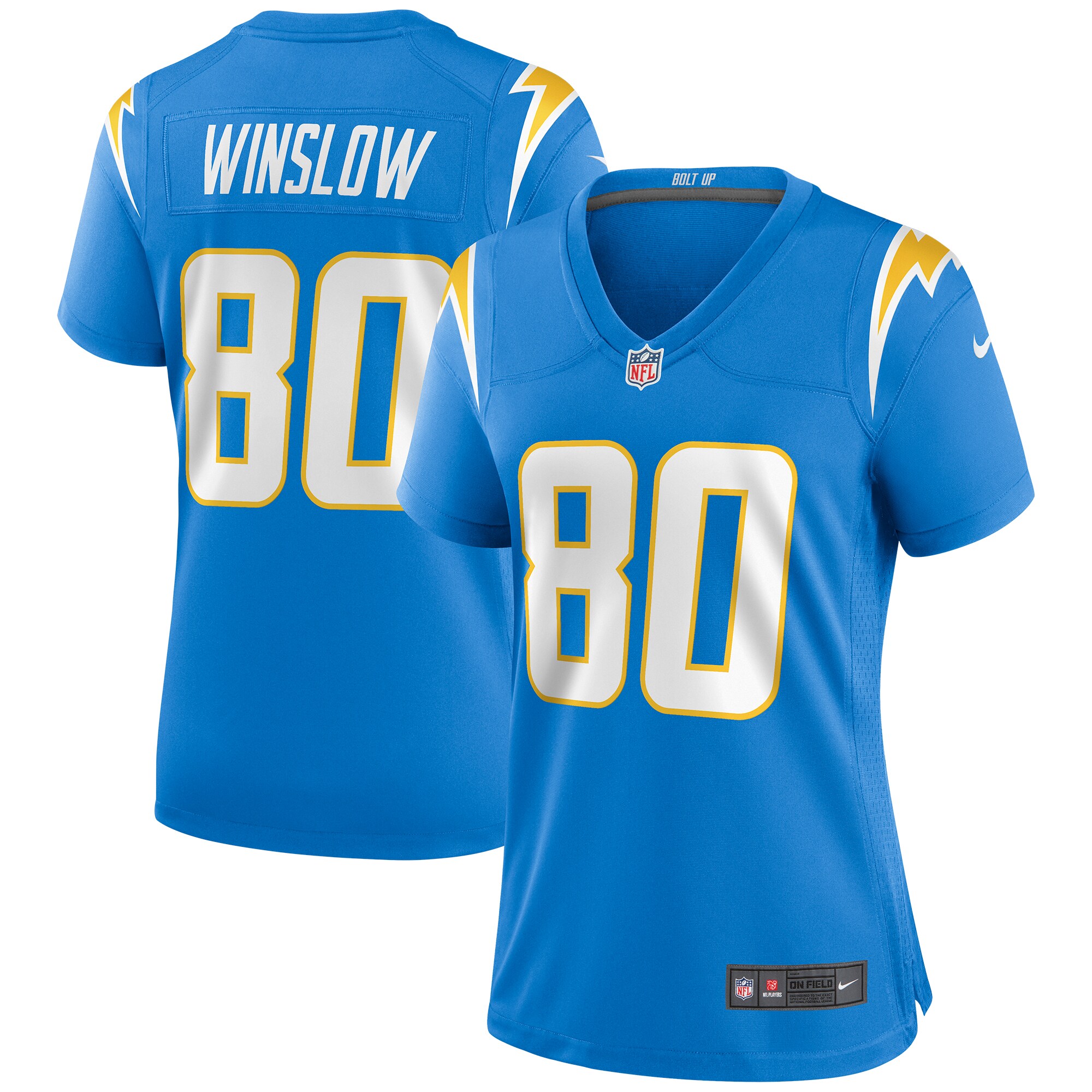 Women's Los Angeles Chargers Kellen Winslow Powder Blue Game Retired Player Jersey JS1157 nicesnker