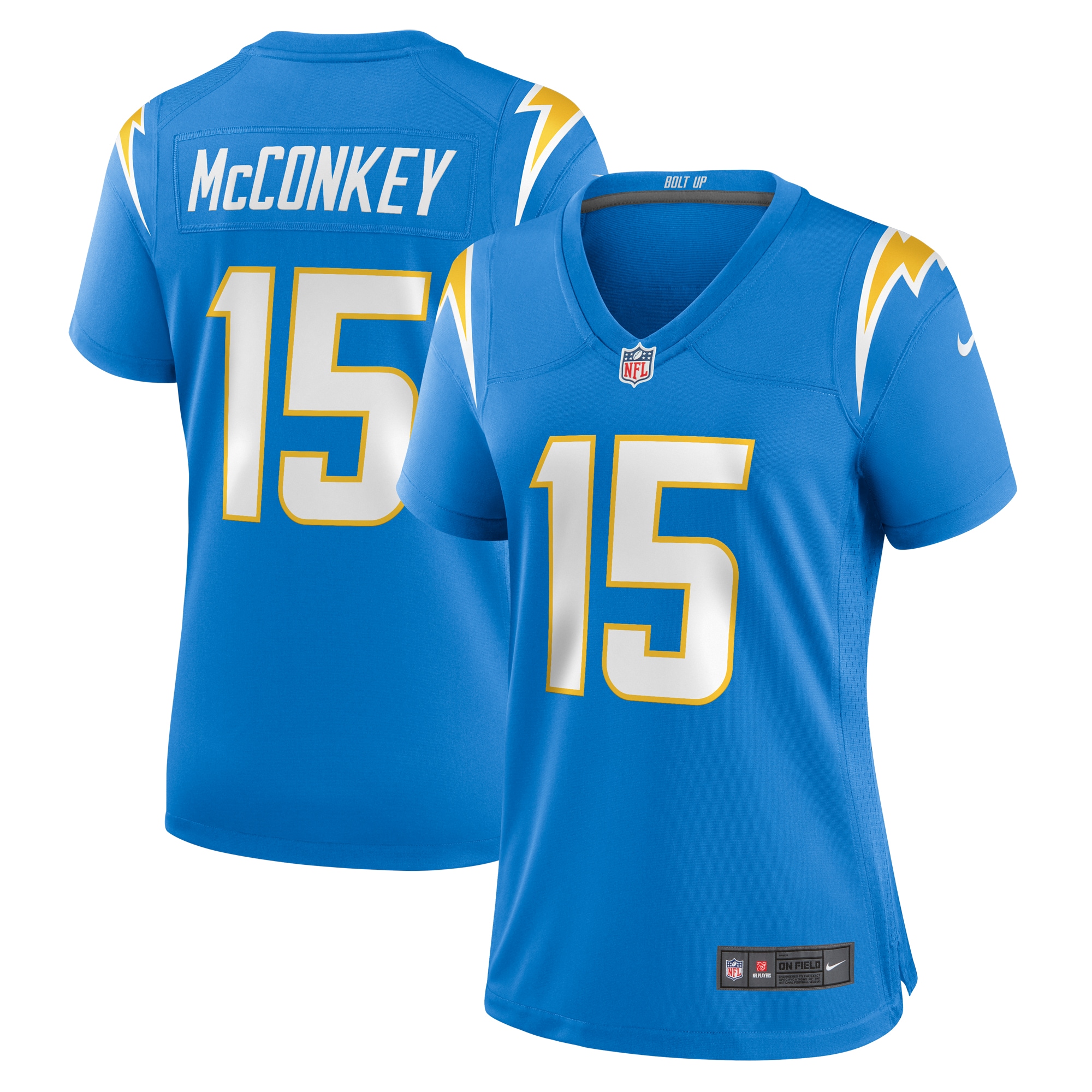 Women's Los Angeles Chargers Ladd McConkey Powder Blue Game Jersey JS4289 nicesnker