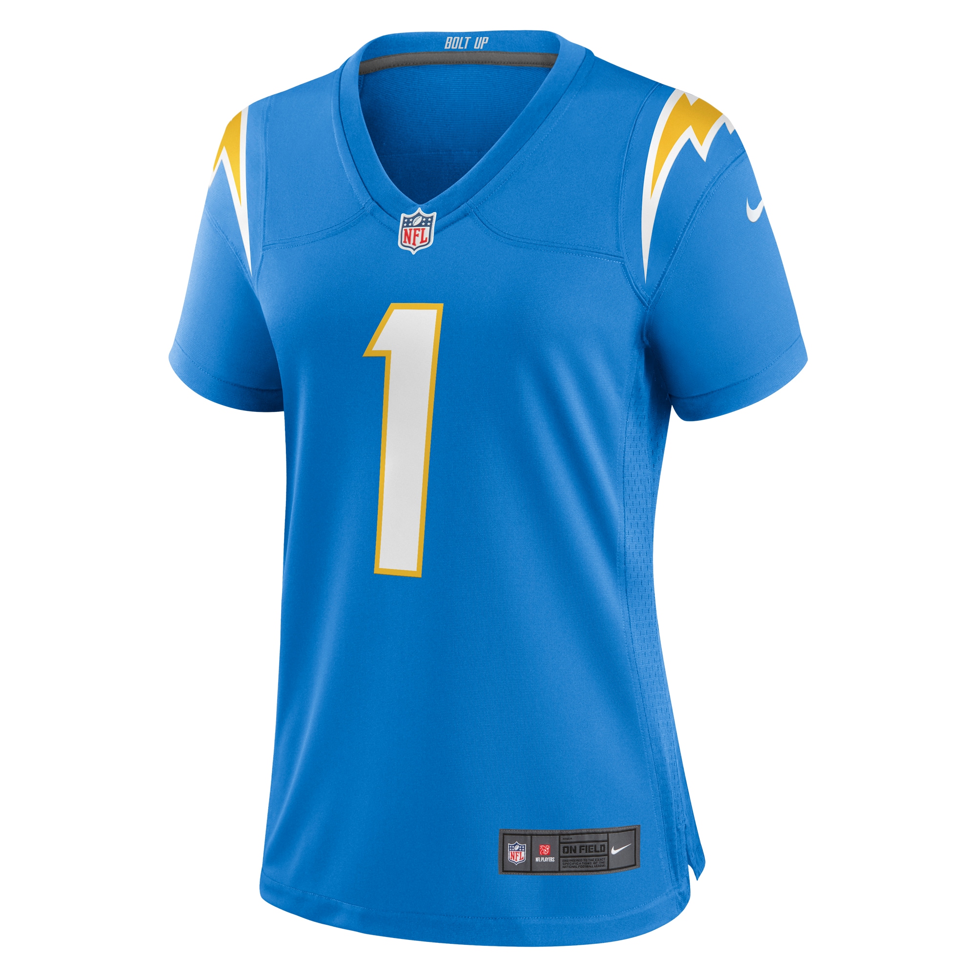 Alternative view of Women's Los Angeles Chargers Number 1 Mom Powder Blue Game Jersey JS4299 nicesnker