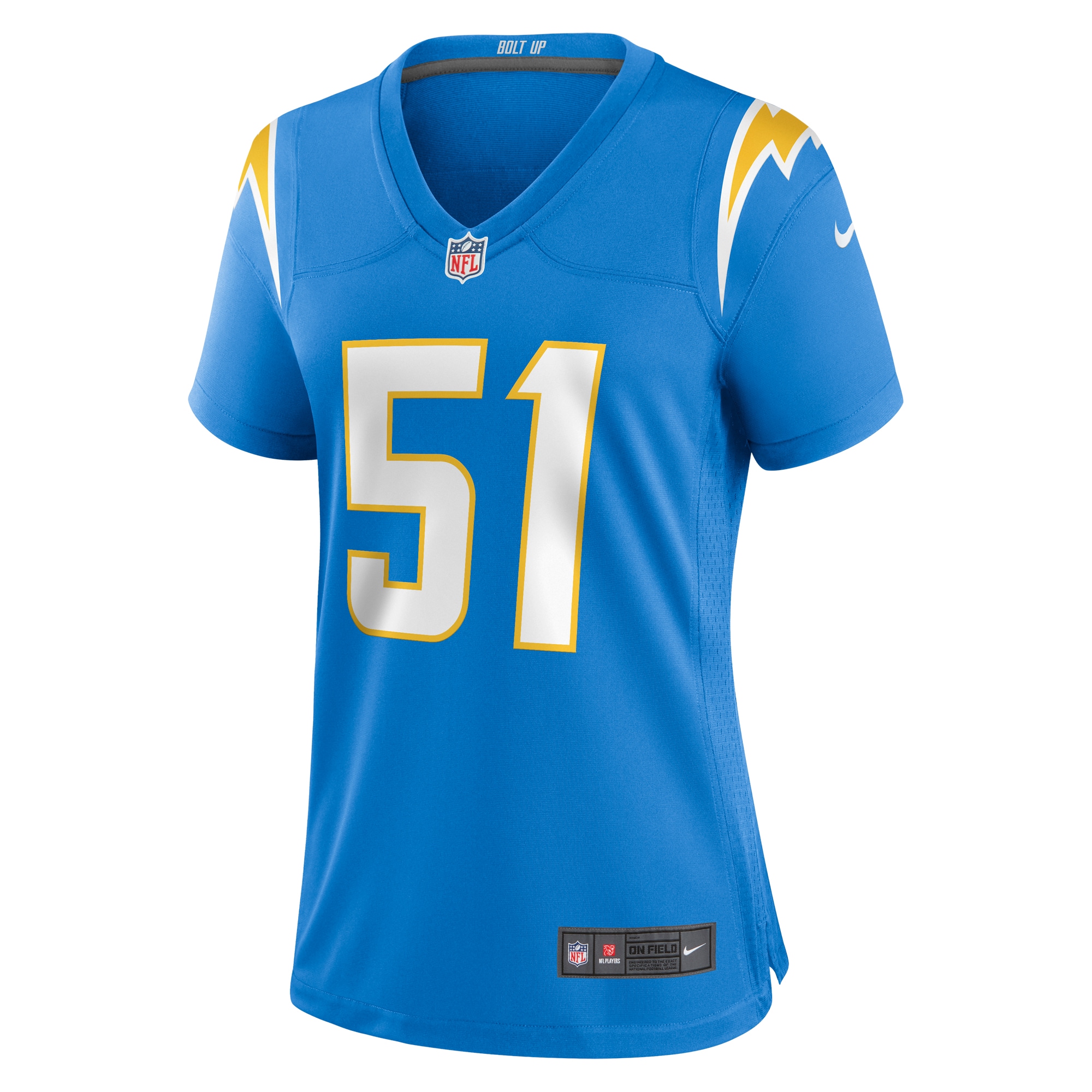 Alternative view of Women's Los Angeles Chargers Sebastian Joseph-Day Powder Blue Game Player Jersey JS2300 nicesnker