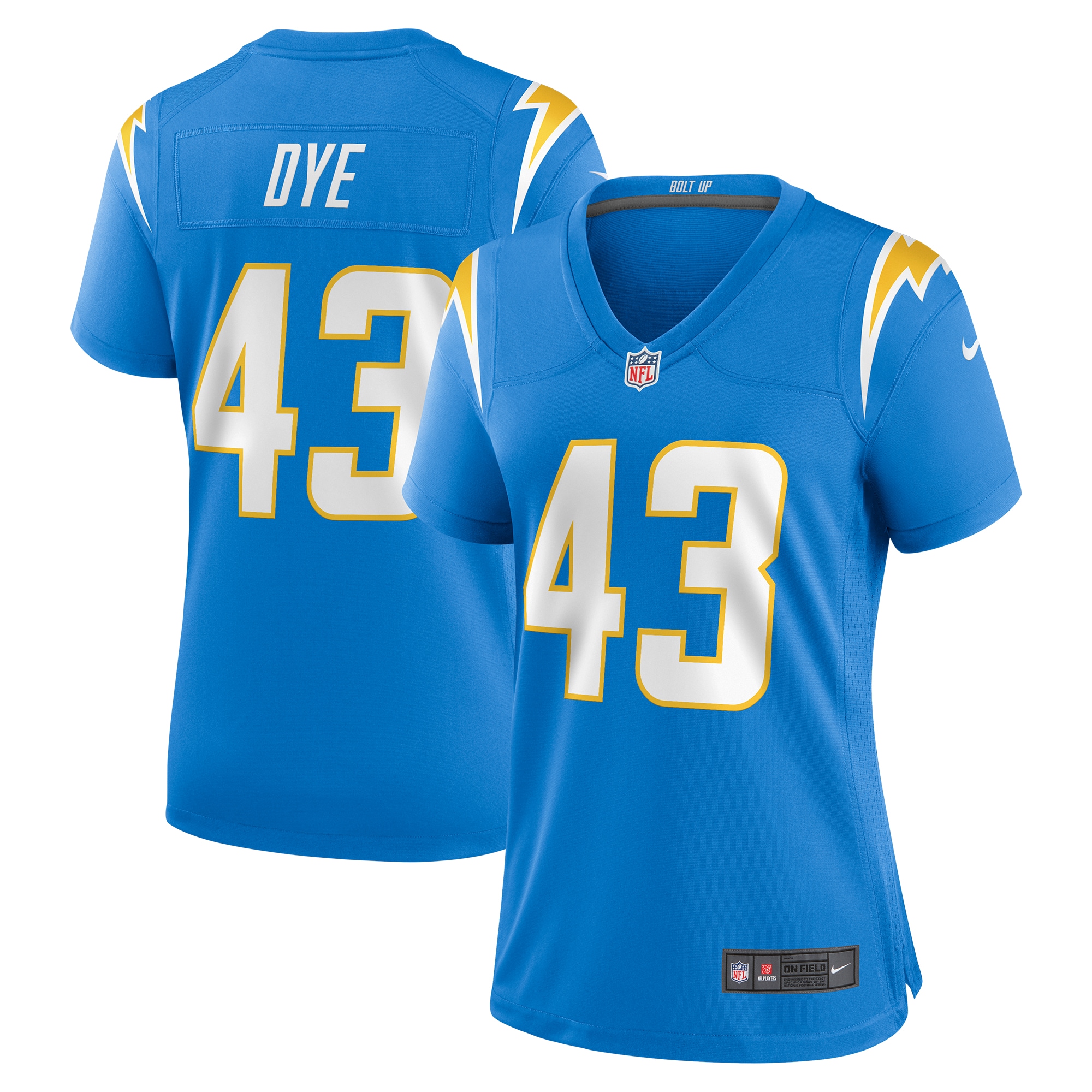 Women's Los Angeles Chargers Troy Dye Powder Blue Game Jersey JS9411 nicesnker