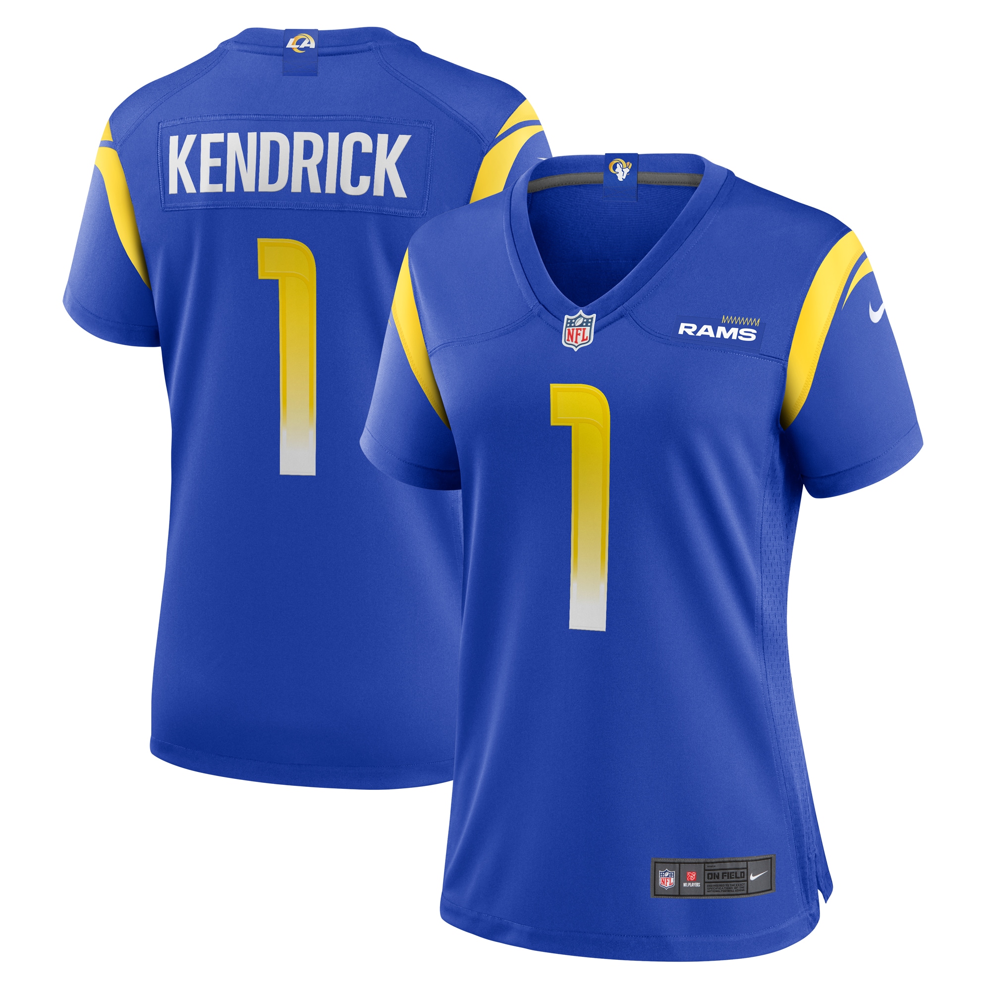Women's Los Angeles Rams Derion Kendrick Royal Home Game Jersey JS3136 nicesnker