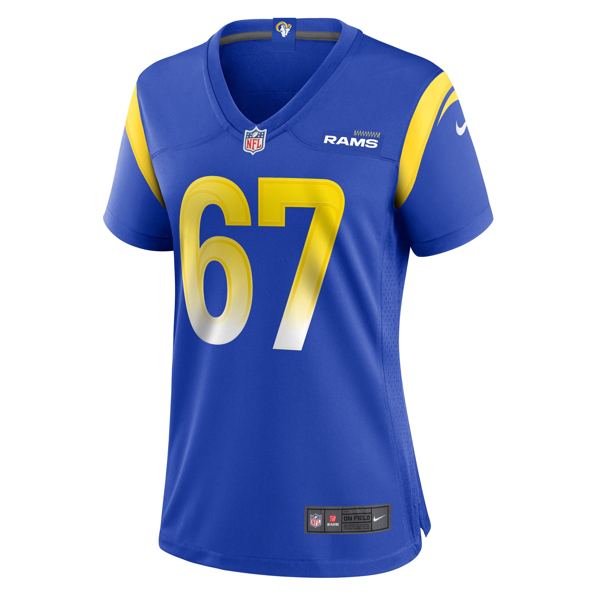 Alternative view of Women's Los Angeles Rams Justin Dedich Royal Game Jersey JS4603 nicesnker