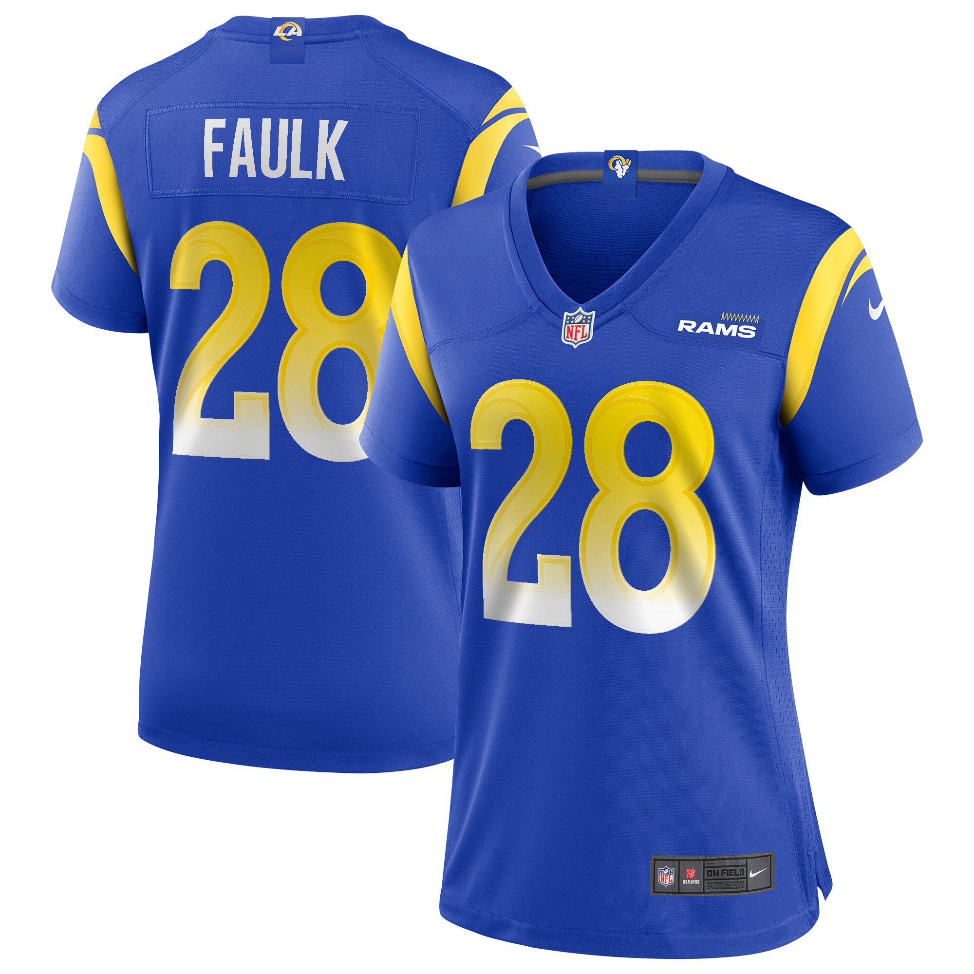 Women's Los Angeles Rams Marshall Faulk Royal Game Retired Player Jersey JS5867 nicesnker