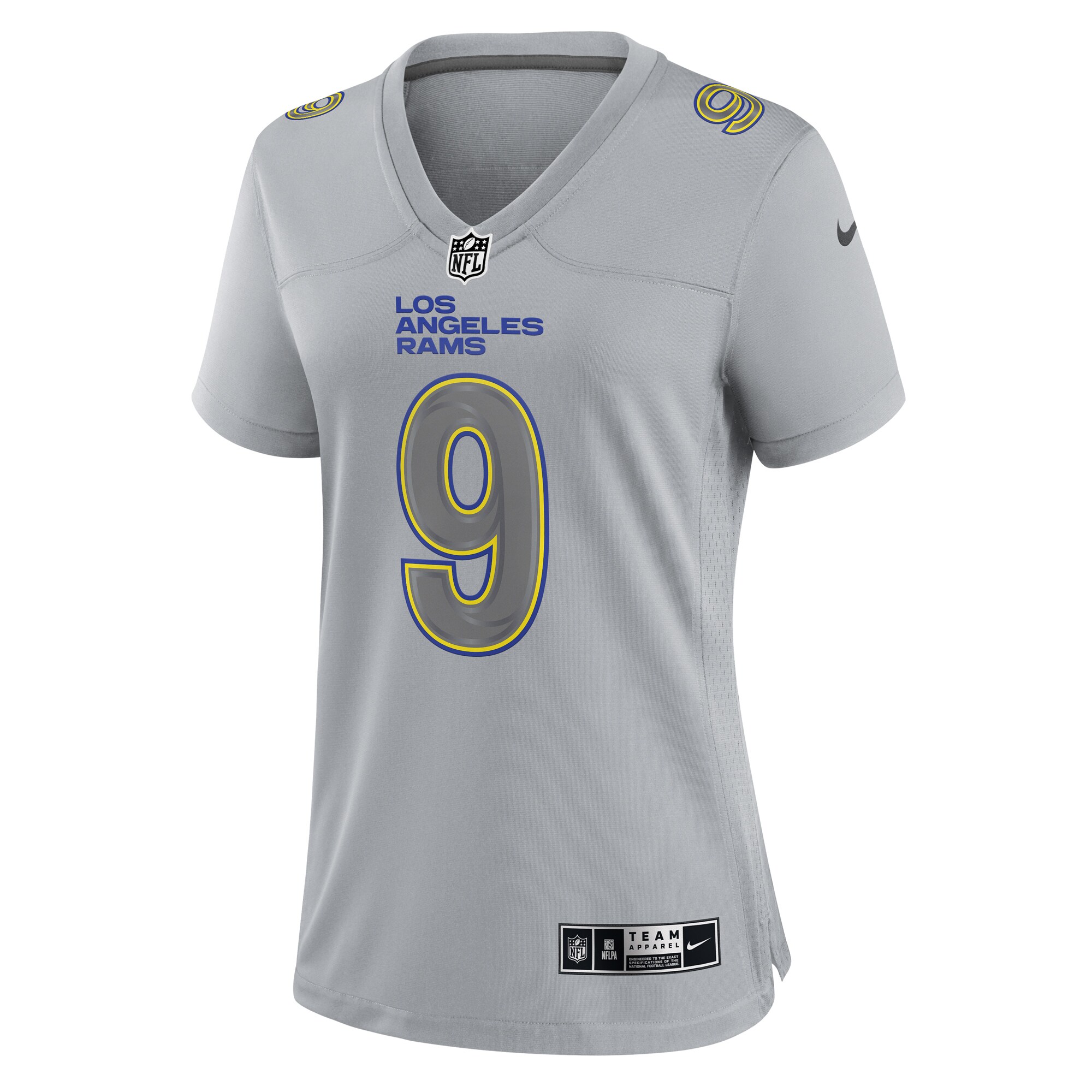 Alternative view of Women's Los Angeles Rams Matthew Stafford Gray Atmosphere Fashion Game Jersey JS3544 nicesnker