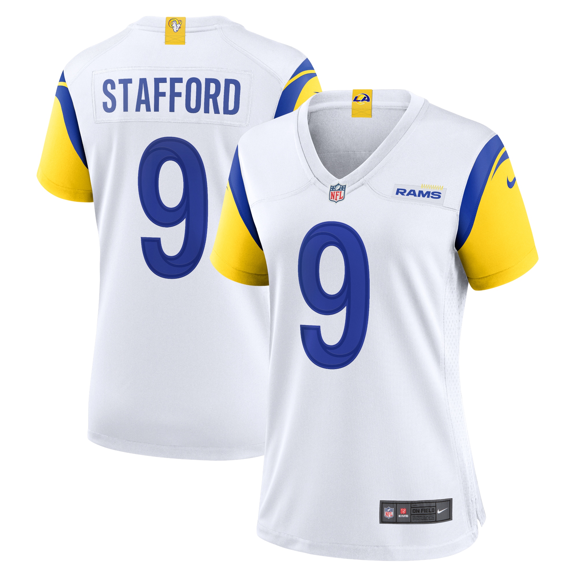 Women's Los Angeles Rams Matthew Stafford White Player Jersey JS6201 nicesnker